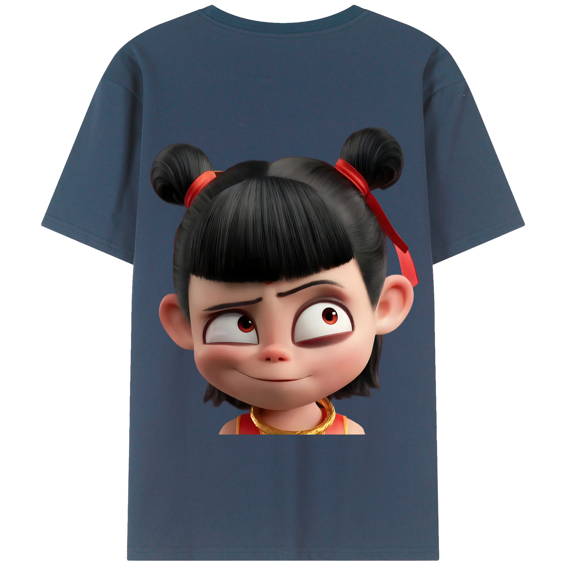 （画像用） Ne Zha 2 ナタ 魔童の大暴れ 綿100％半袖Tシャツ（背面プリント）
