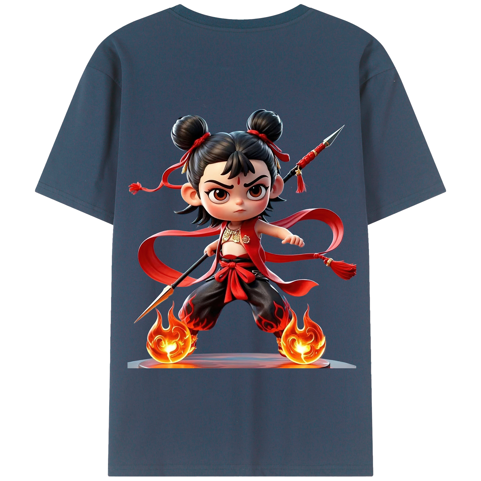 （画像用） Ne Zha 2 ナタ 魔童の大暴れ 綿100％半袖Tシャツ（背面プリント）