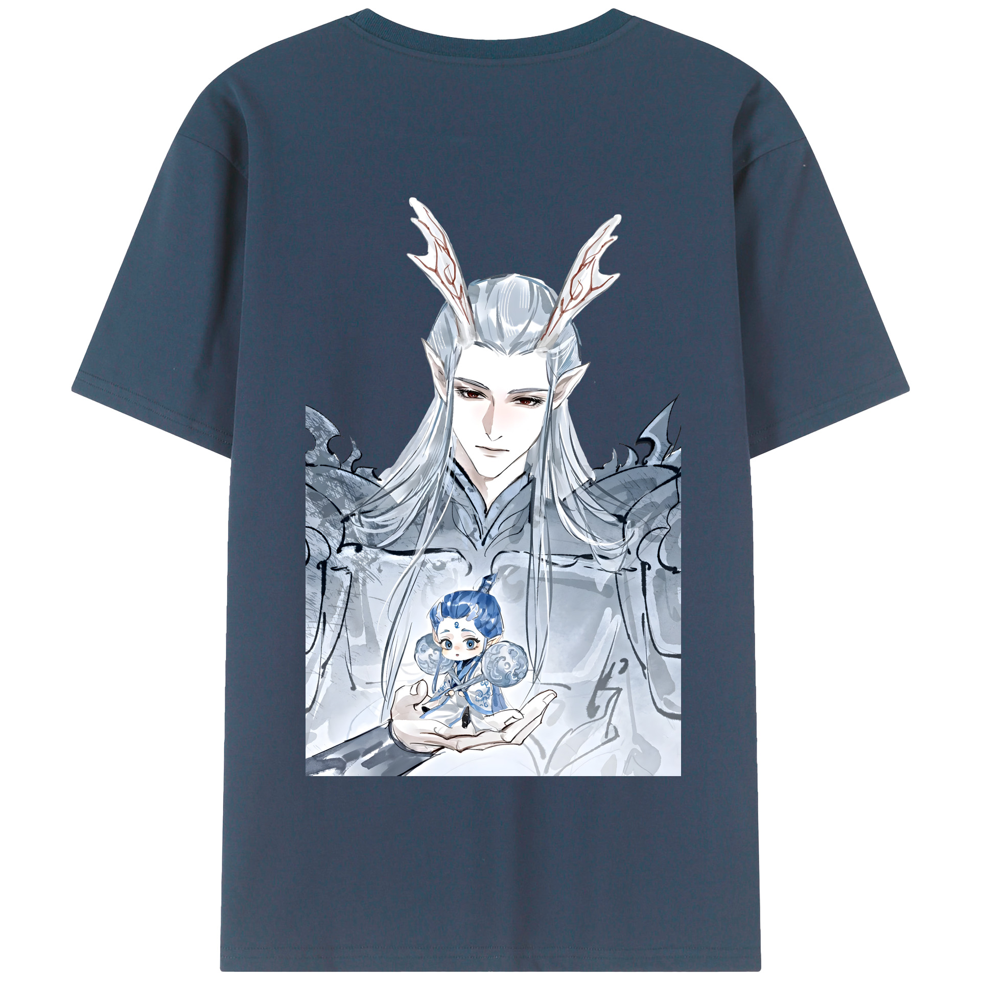 （画像用） Ne Zha 2 ナタ 魔童の大暴れ 綿100％半袖Tシャツ（背面プリント）