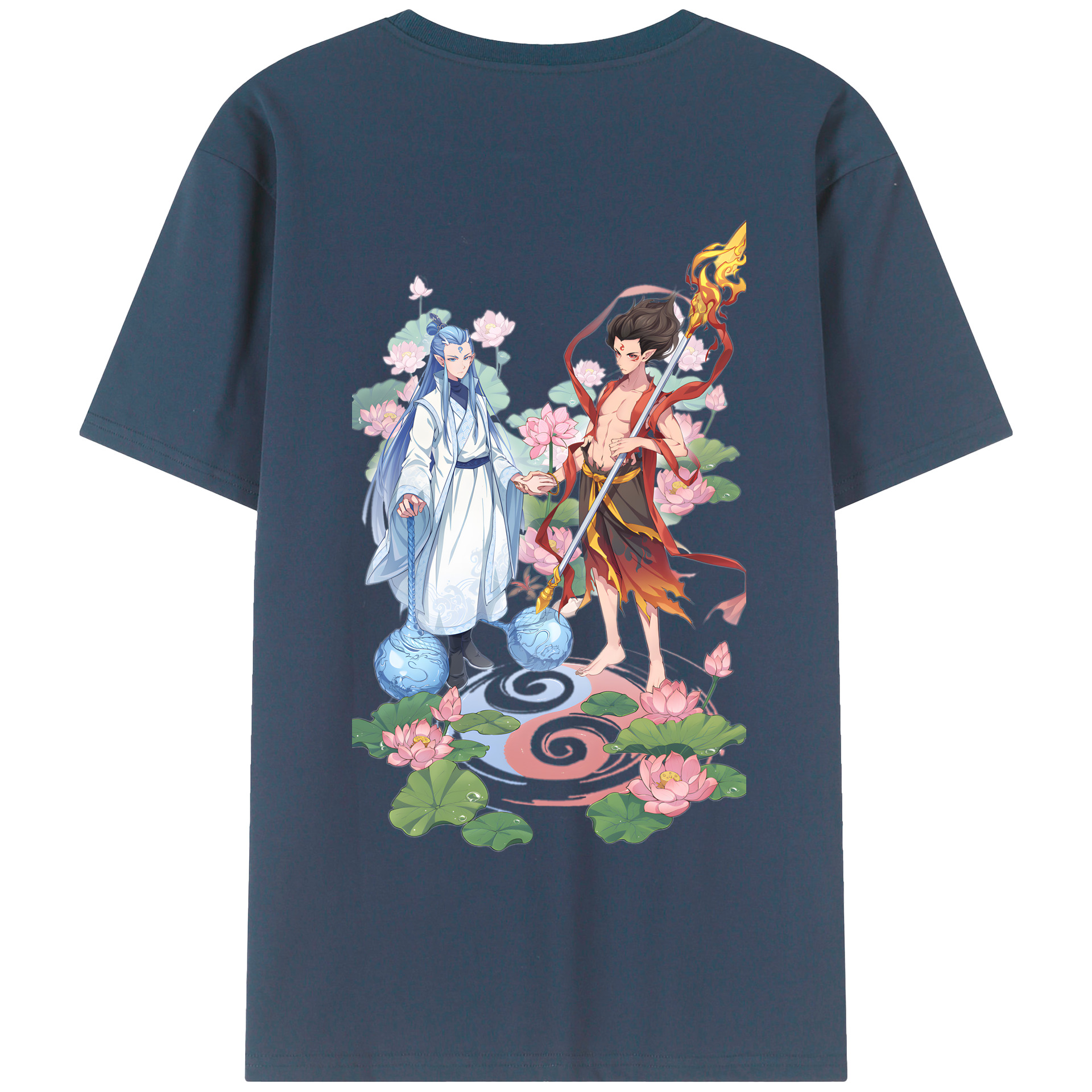 （画像用） Ne Zha 2 ナタ 魔童の大暴れ 綿100％半袖Tシャツ（背面プリント）