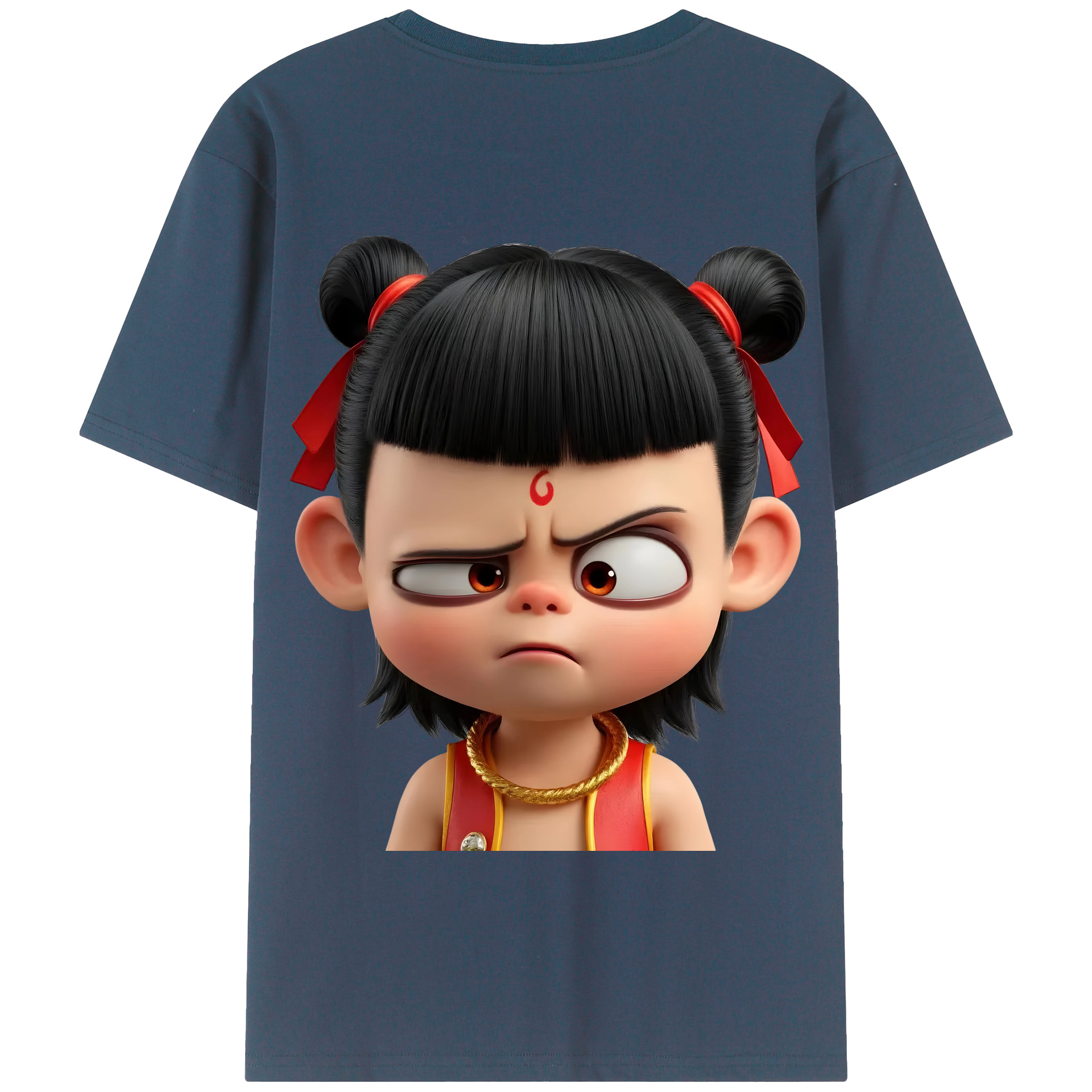 （画像用） Ne Zha 2 ナタ 魔童の大暴れ 綿100％半袖Tシャツ（背面プリント）