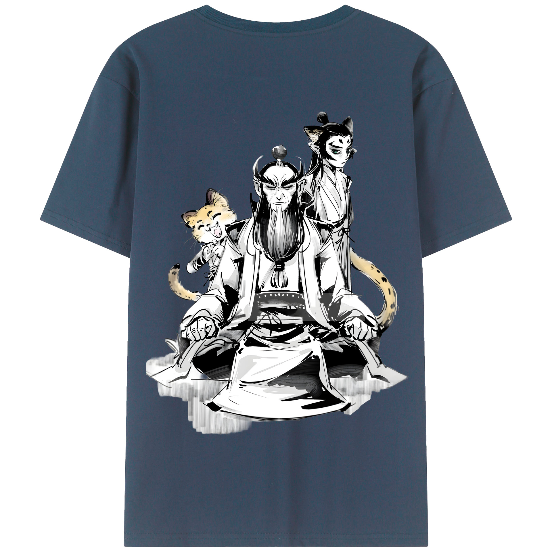 （画像用） Ne Zha 2 ナタ 魔童の大暴れ 綿100％半袖Tシャツ（背面プリント）