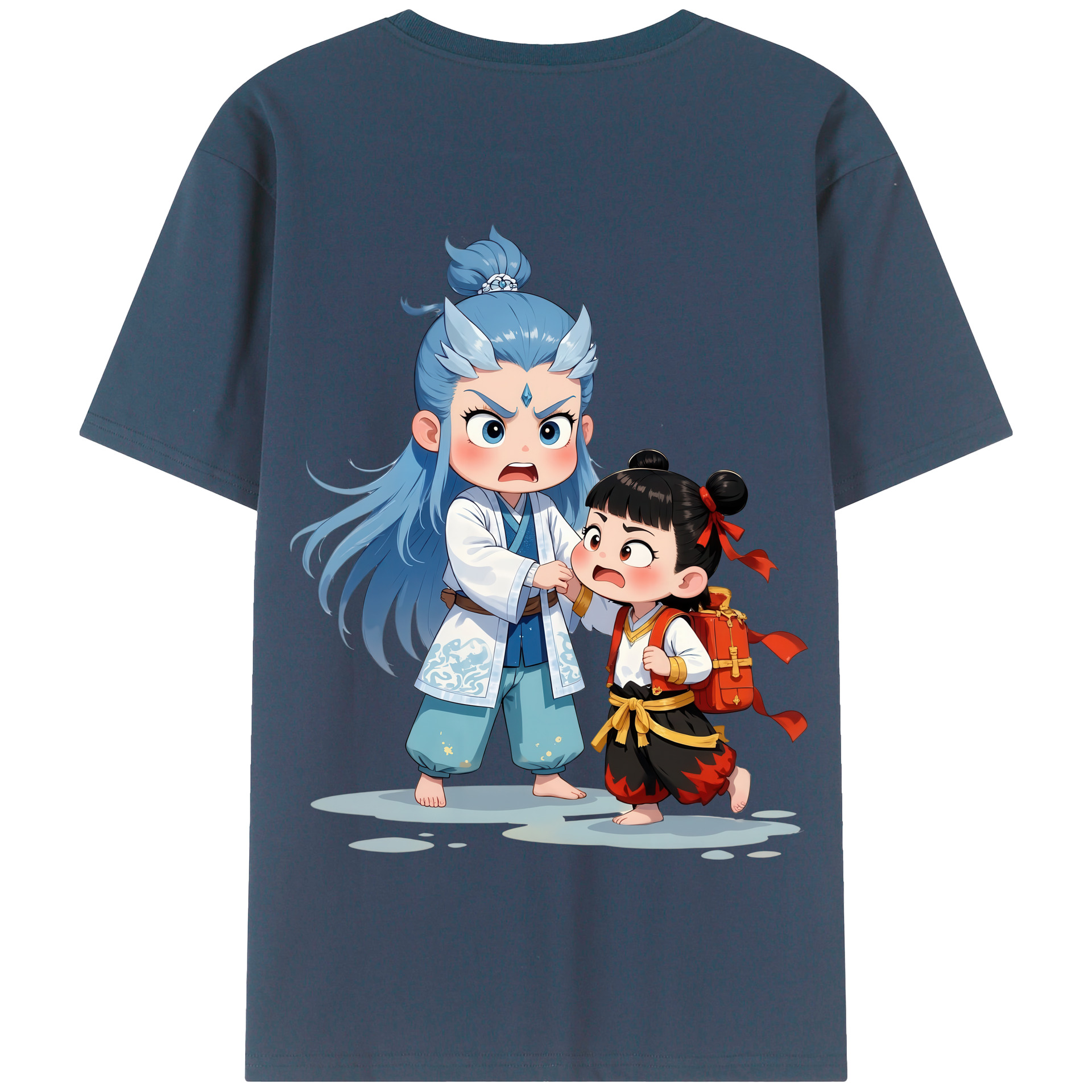 （画像用） Ne Zha 2 ナタ 魔童の大暴れ 綿100％半袖Tシャツ（背面プリント）