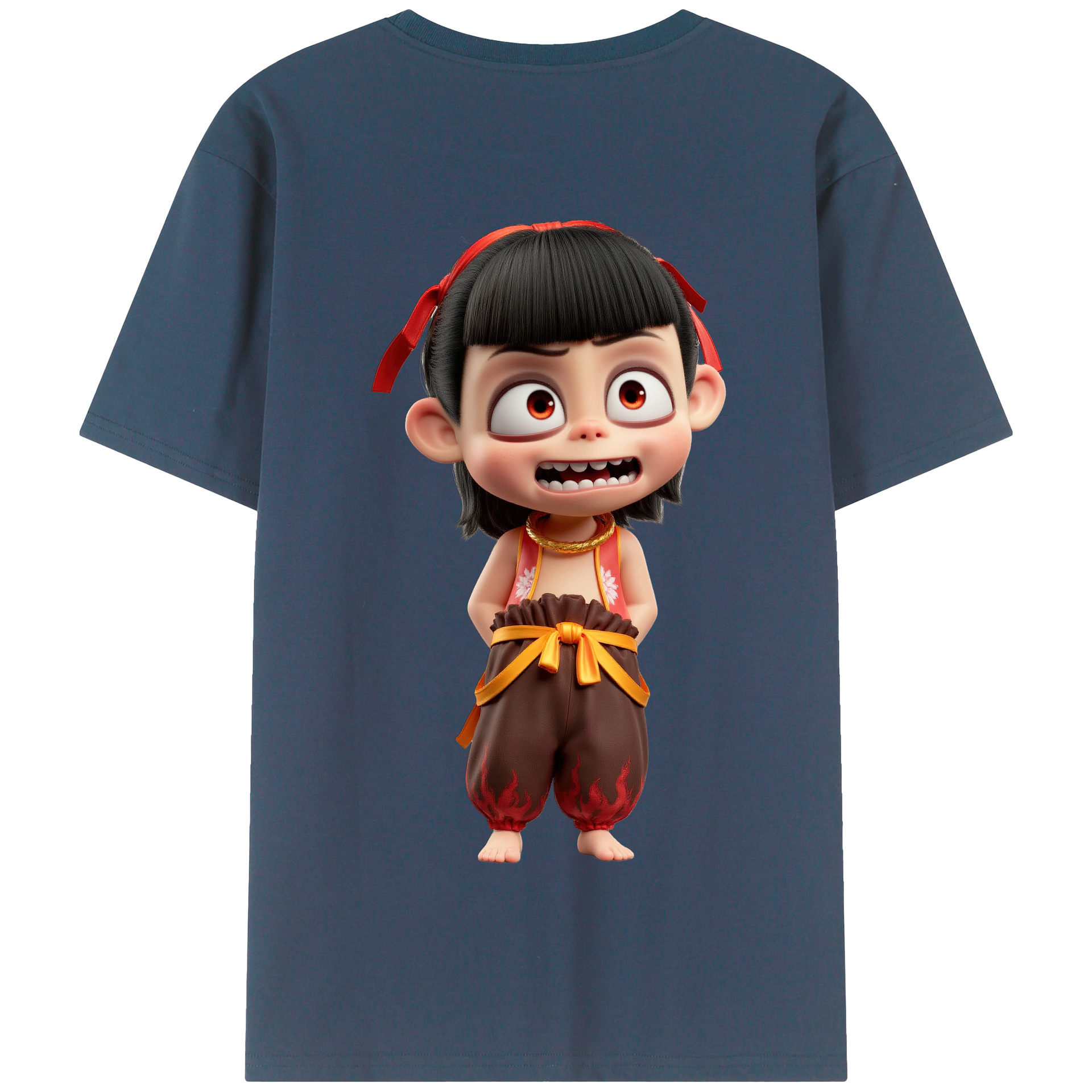 （画像用） Ne Zha 2 ナタ 魔童の大暴れ 綿100％半袖Tシャツ（背面プリント）