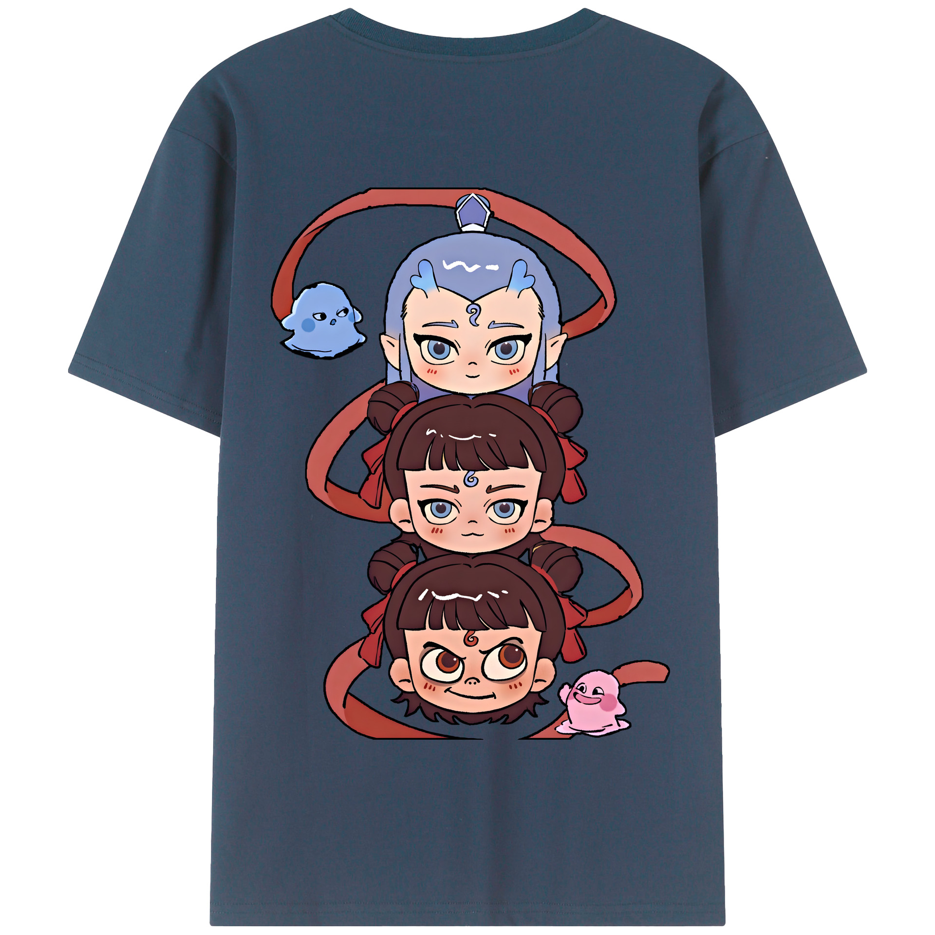 （画像用） Ne Zha 2 ナタ 魔童の大暴れ 綿100％半袖Tシャツ（背面プリント）