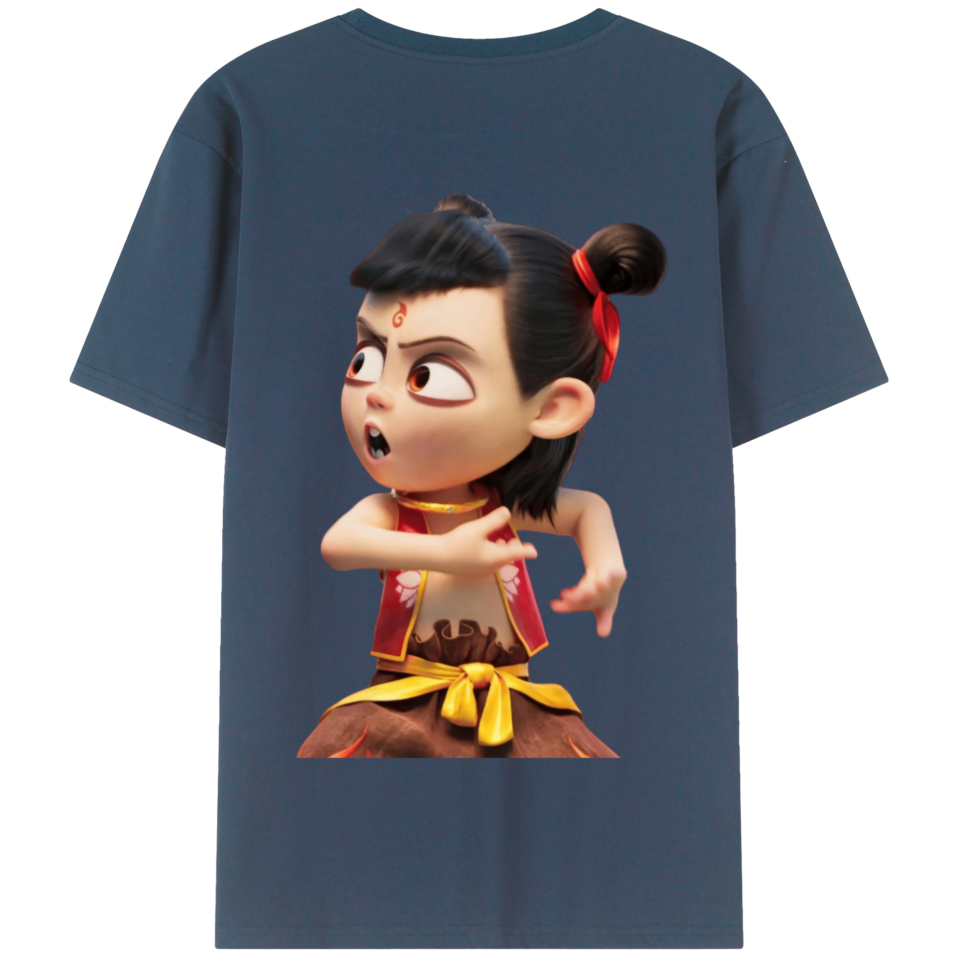 （画像用） Ne Zha 2 ナタ 魔童の大暴れ 綿100％半袖Tシャツ（背面プリント）