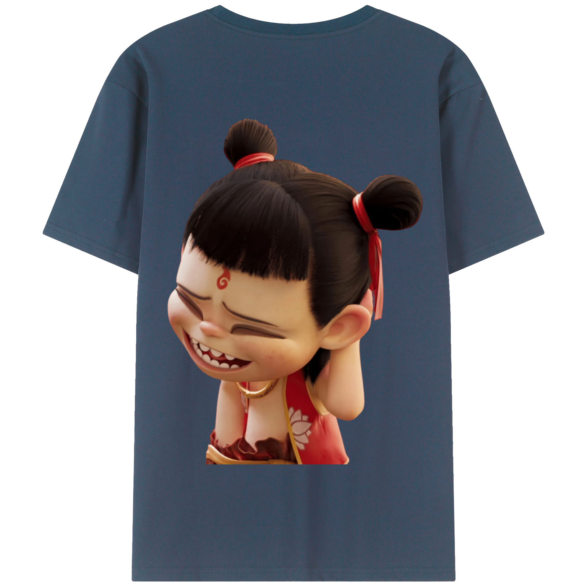 （画像用） Ne Zha 2 ナタ 魔童の大暴れ 綿100％半袖Tシャツ（背面プリント）