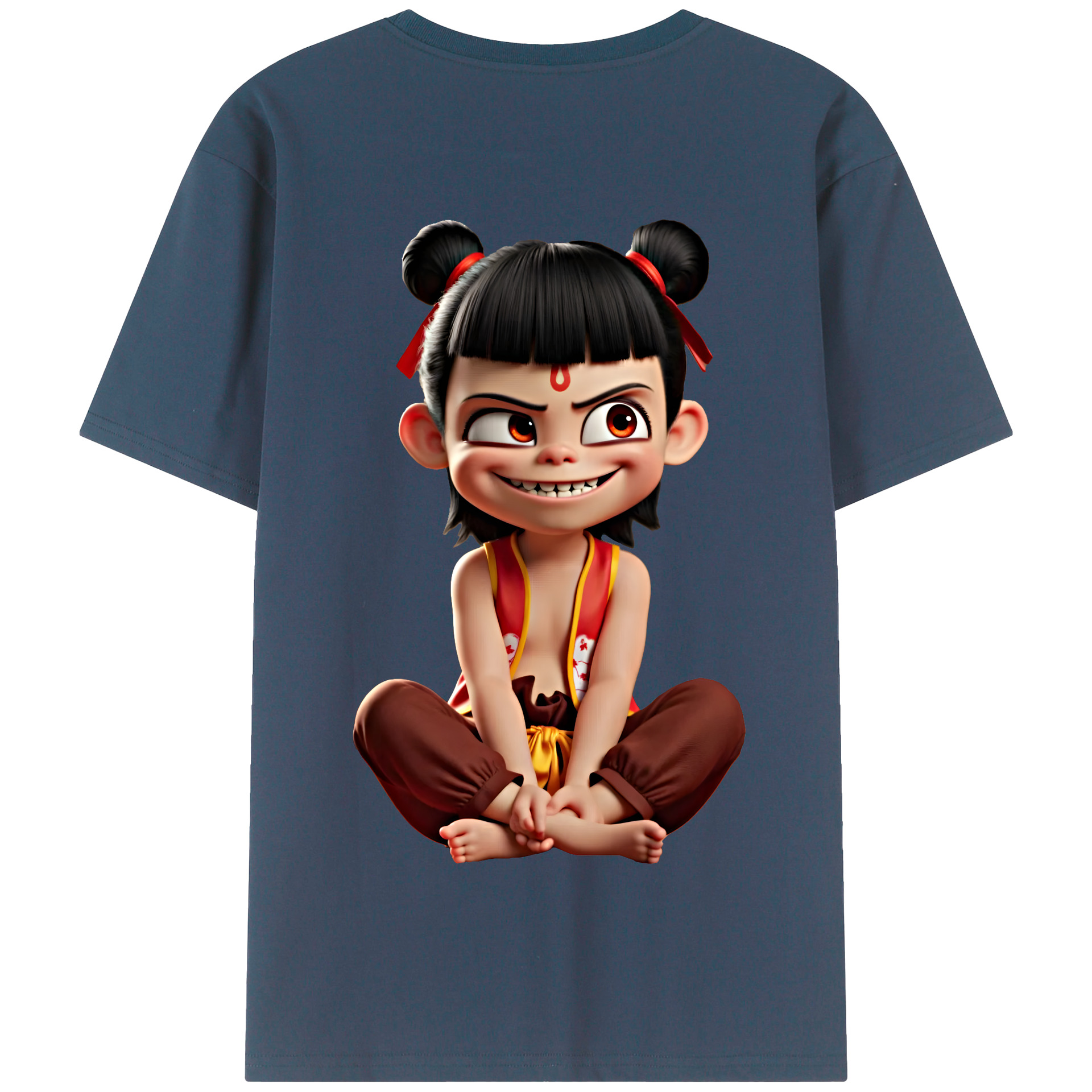 （画像用） Ne Zha 2 ナタ 魔童の大暴れ 綿100％半袖Tシャツ（背面プリント）