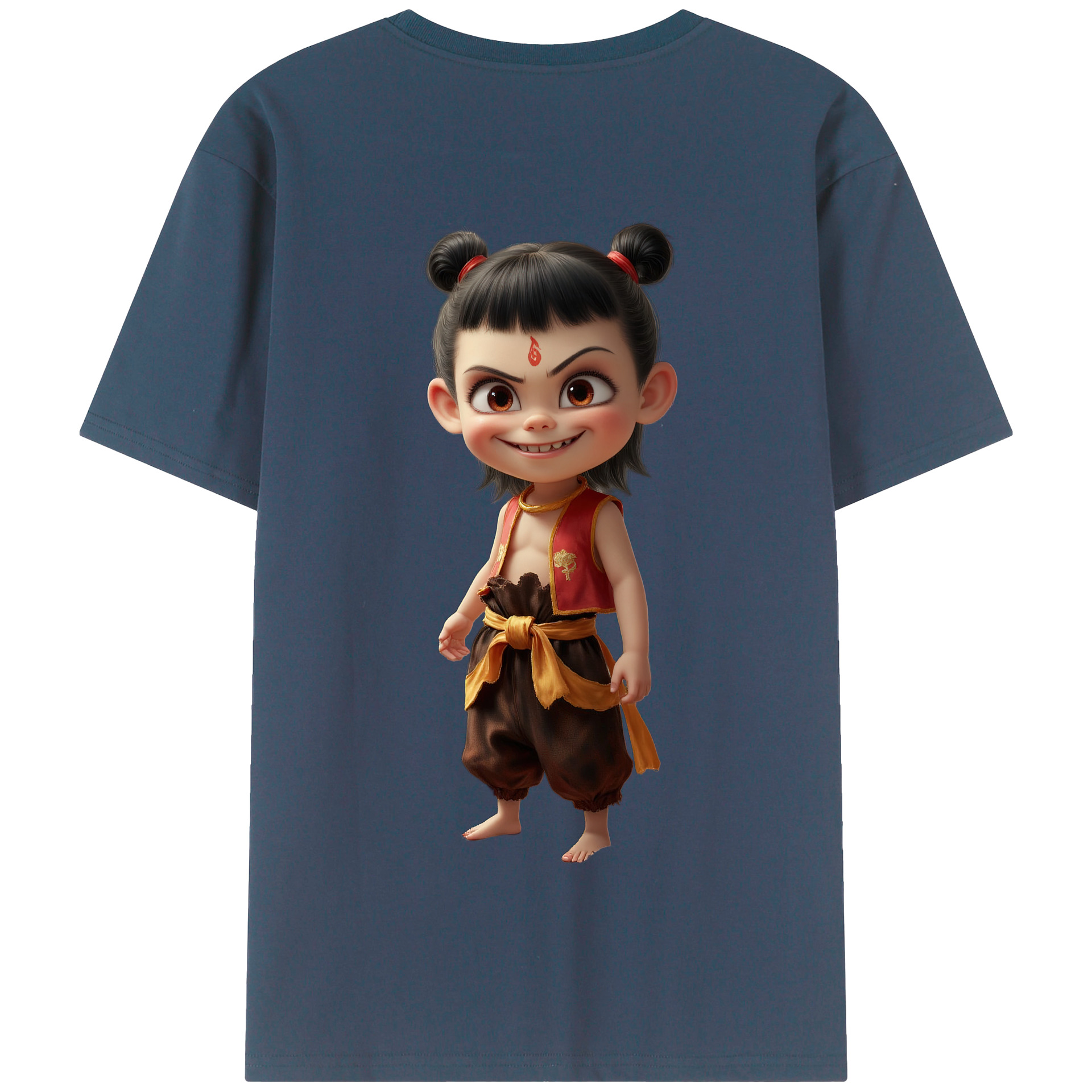 （画像用） Ne Zha 2 ナタ 魔童の大暴れ 綿100％半袖Tシャツ（背面プリント）