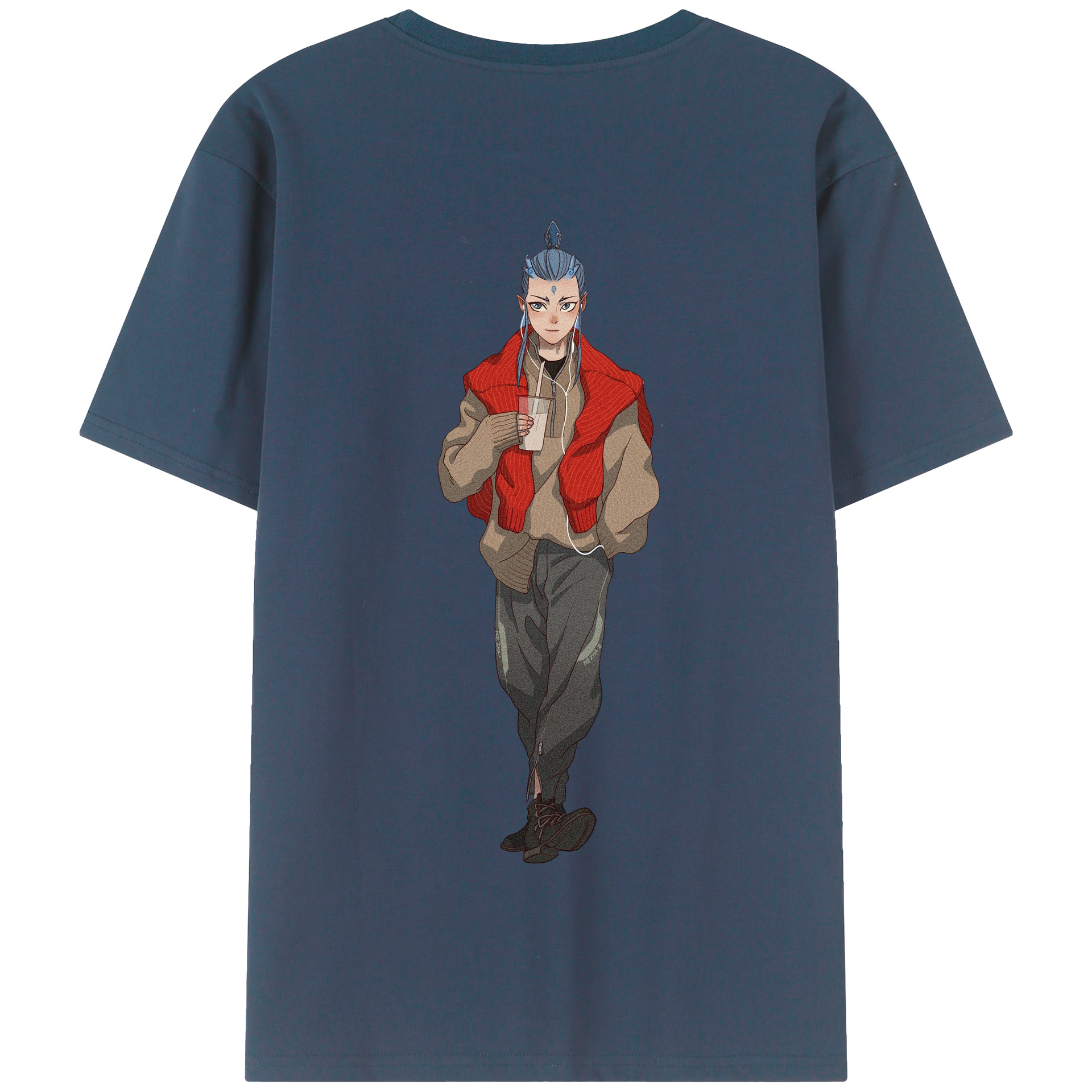 （画像用） Ne Zha 2 ナタ 魔童の大暴れ 綿100％半袖Tシャツ（背面プリント）