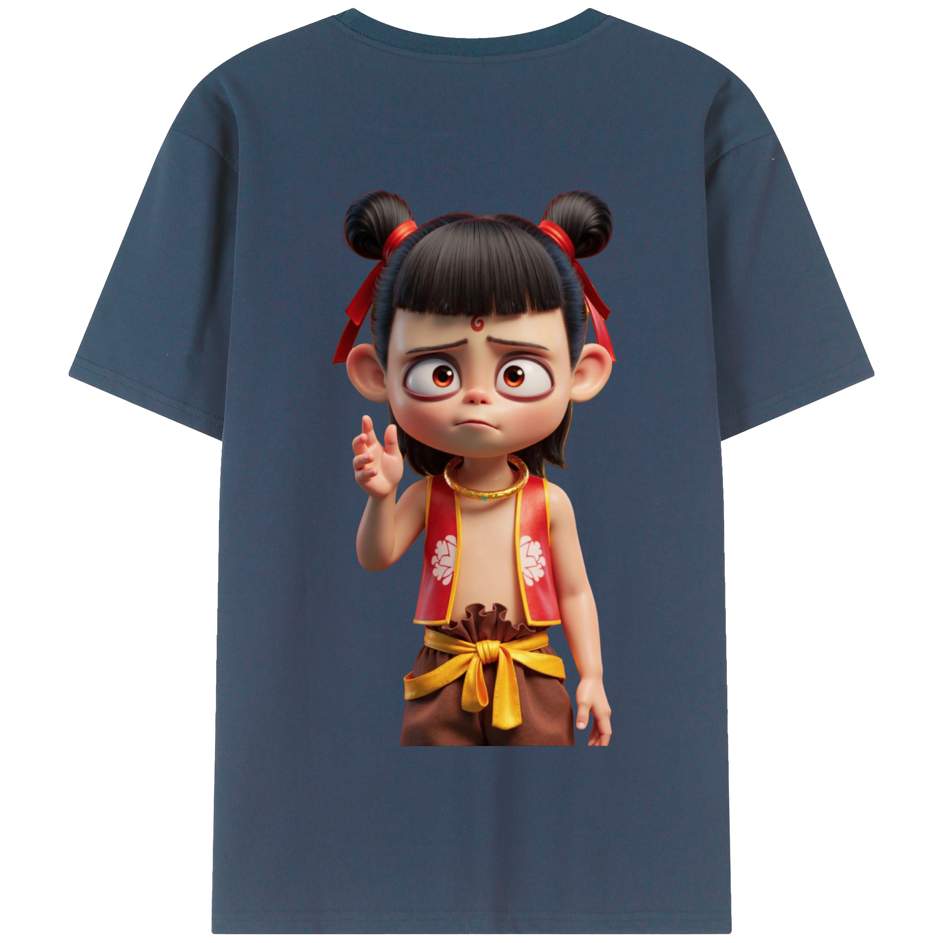 （画像用） Ne Zha 2 ナタ 魔童の大暴れ 綿100％半袖Tシャツ（背面プリント）