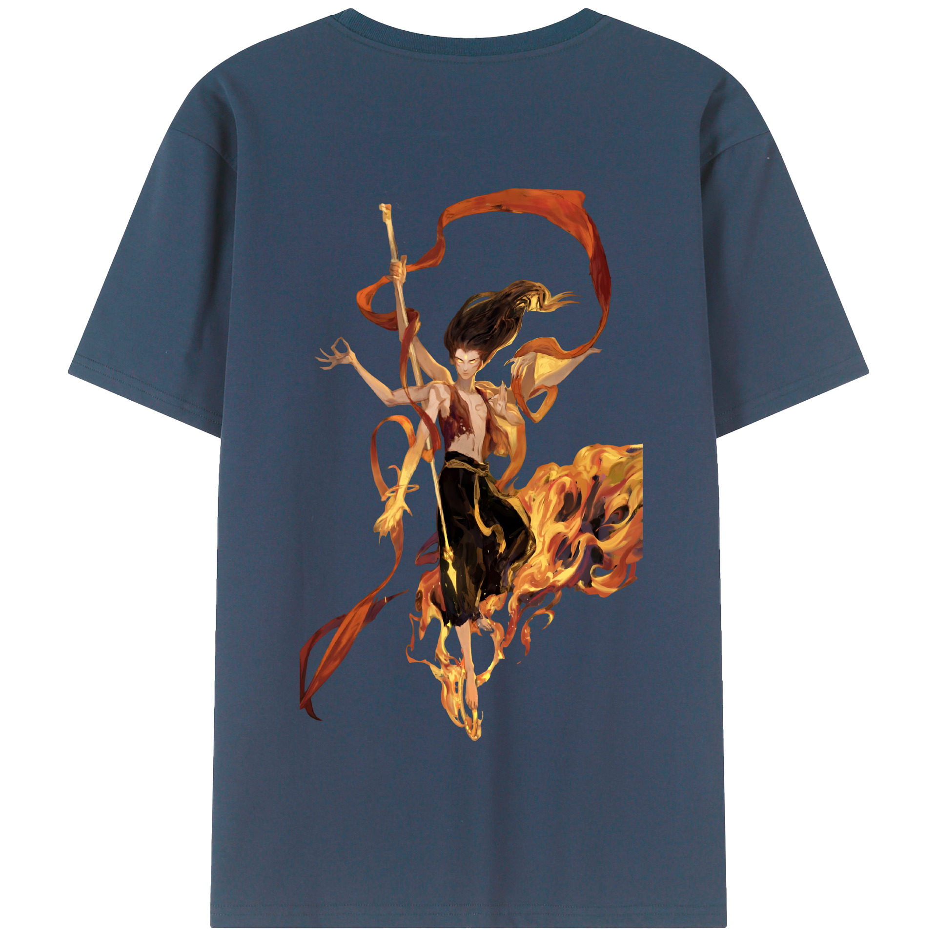 （画像用） Ne Zha 2 ナタ 魔童の大暴れ 綿100％半袖Tシャツ（背面プリント）