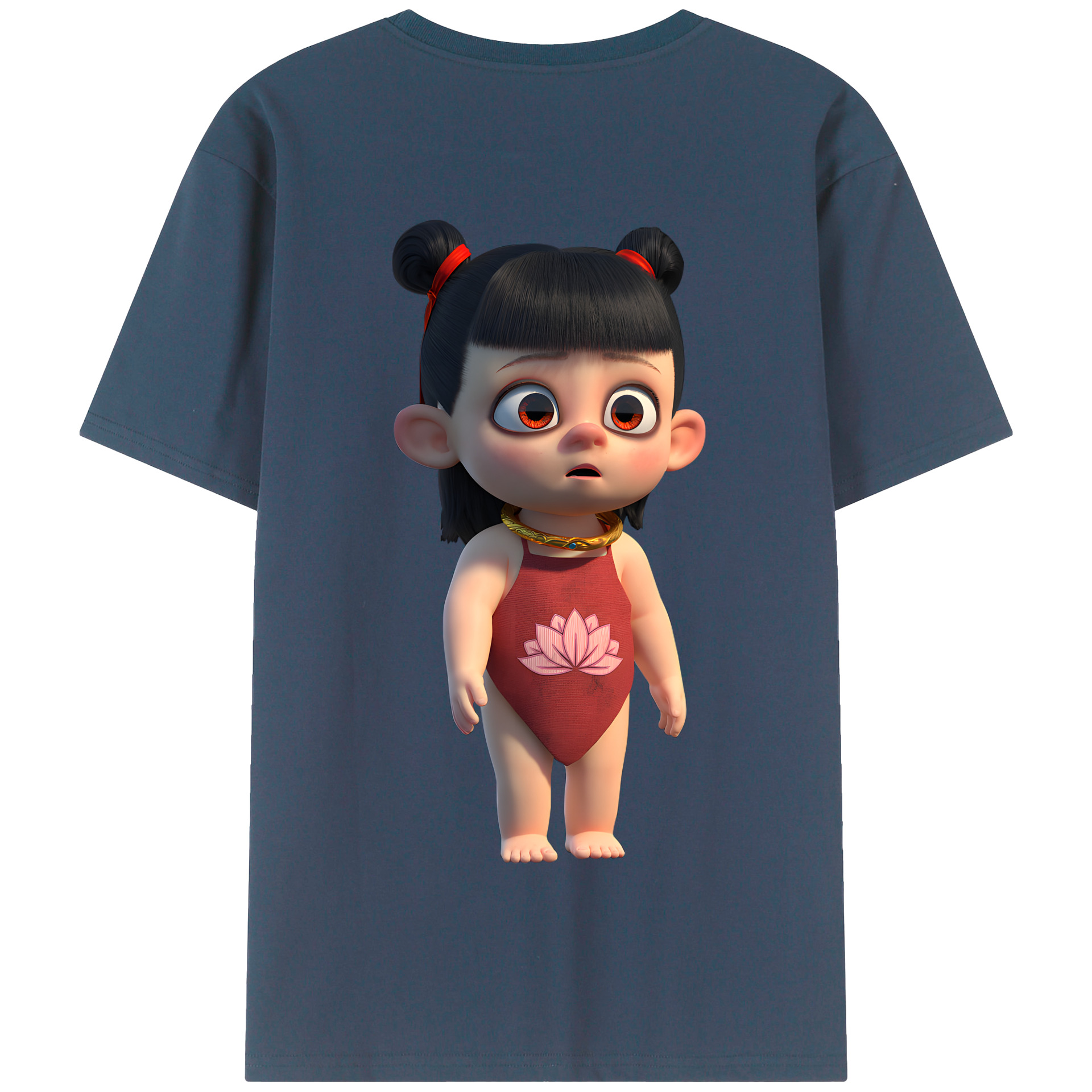 （画像用） Ne Zha 2 ナタ 魔童の大暴れ 綿100％半袖Tシャツ（背面プリント）