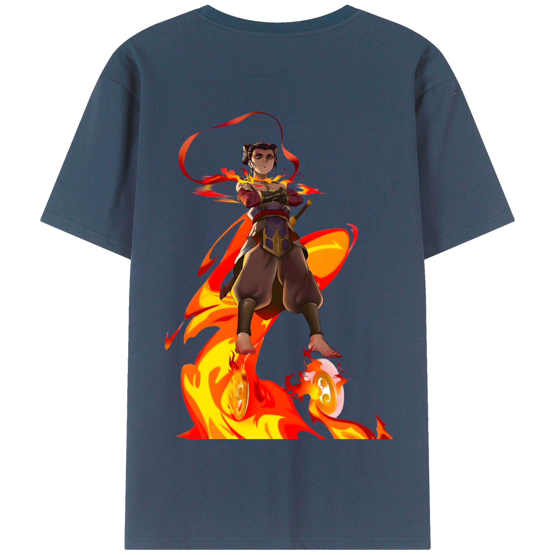 （画像用） Ne Zha 2 ナタ 魔童の大暴れ 綿100％半袖Tシャツ（背面プリント）