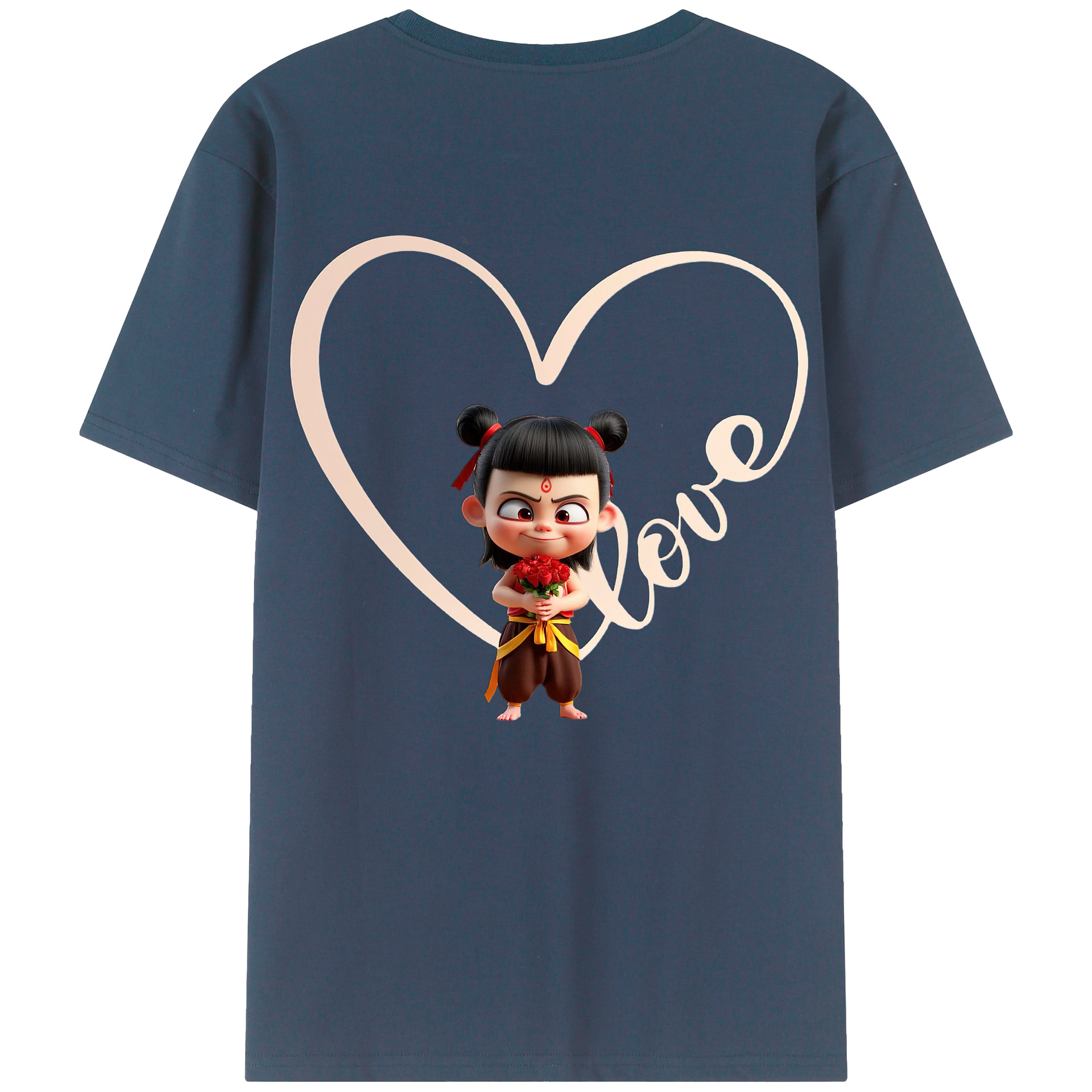 （画像用） Ne Zha 2 ナタ 魔童の大暴れ 綿100％半袖Tシャツ（背面プリント）