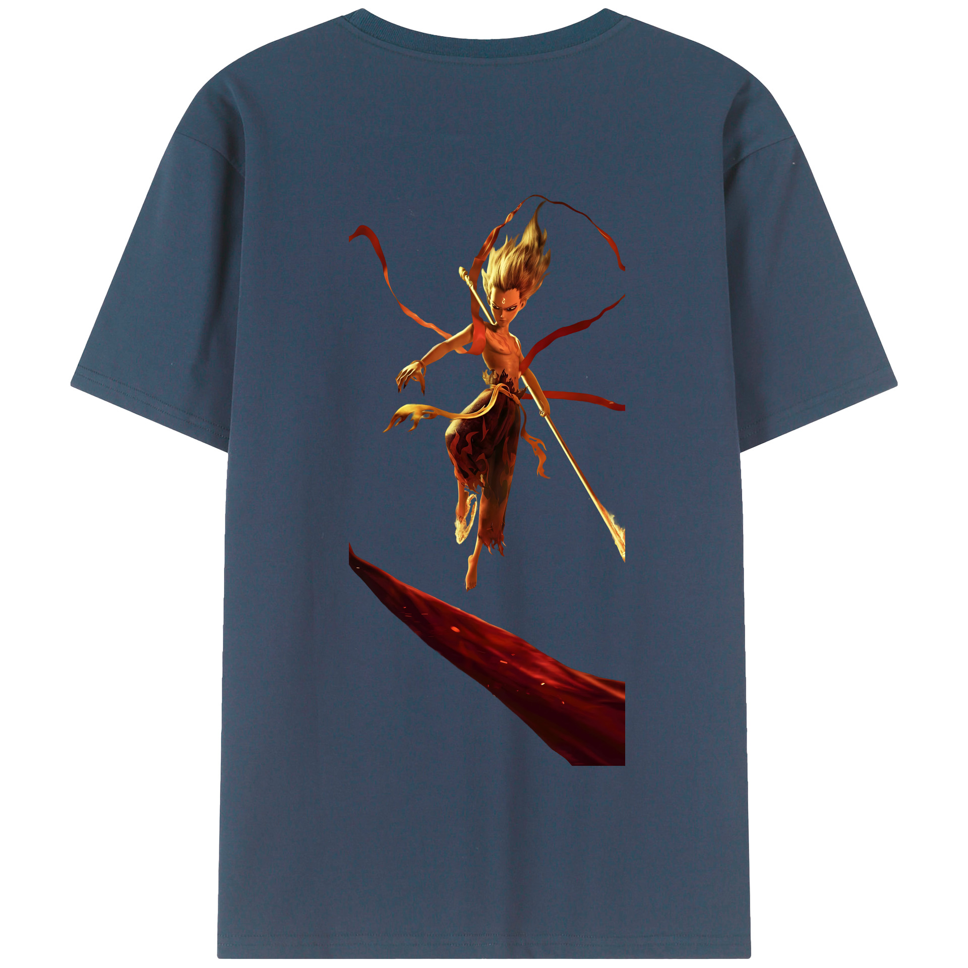 （画像用） Ne Zha 2 ナタ 魔童の大暴れ 綿100％半袖Tシャツ（背面プリント）
