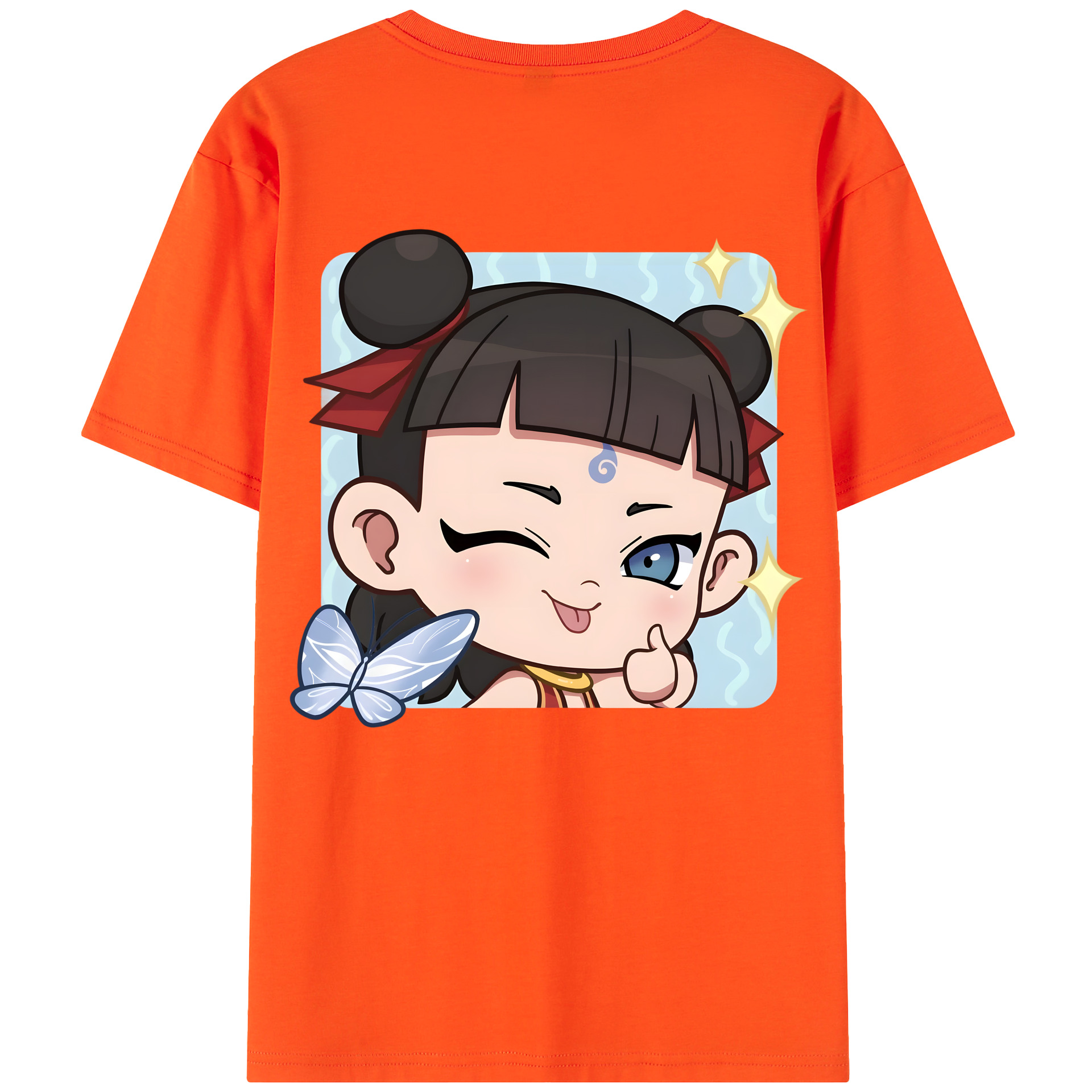 （画像用） Ne Zha 2 ナタ 魔童の大暴れ 綿100％半袖Tシャツ（背面プリント）
