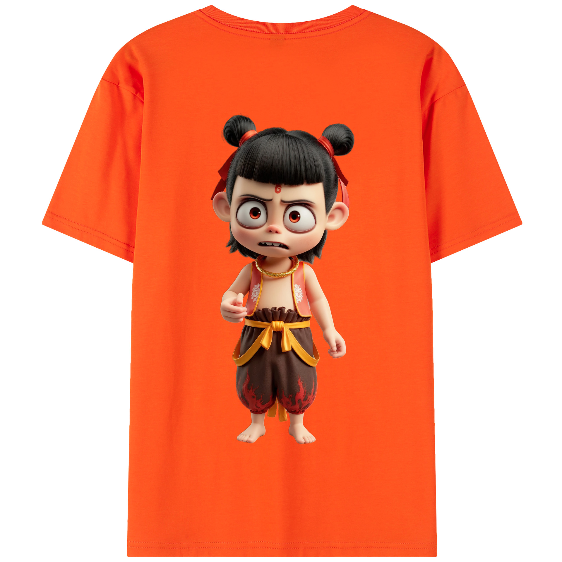 （画像用） Ne Zha 2 ナタ 魔童の大暴れ 綿100％半袖Tシャツ（背面プリント）