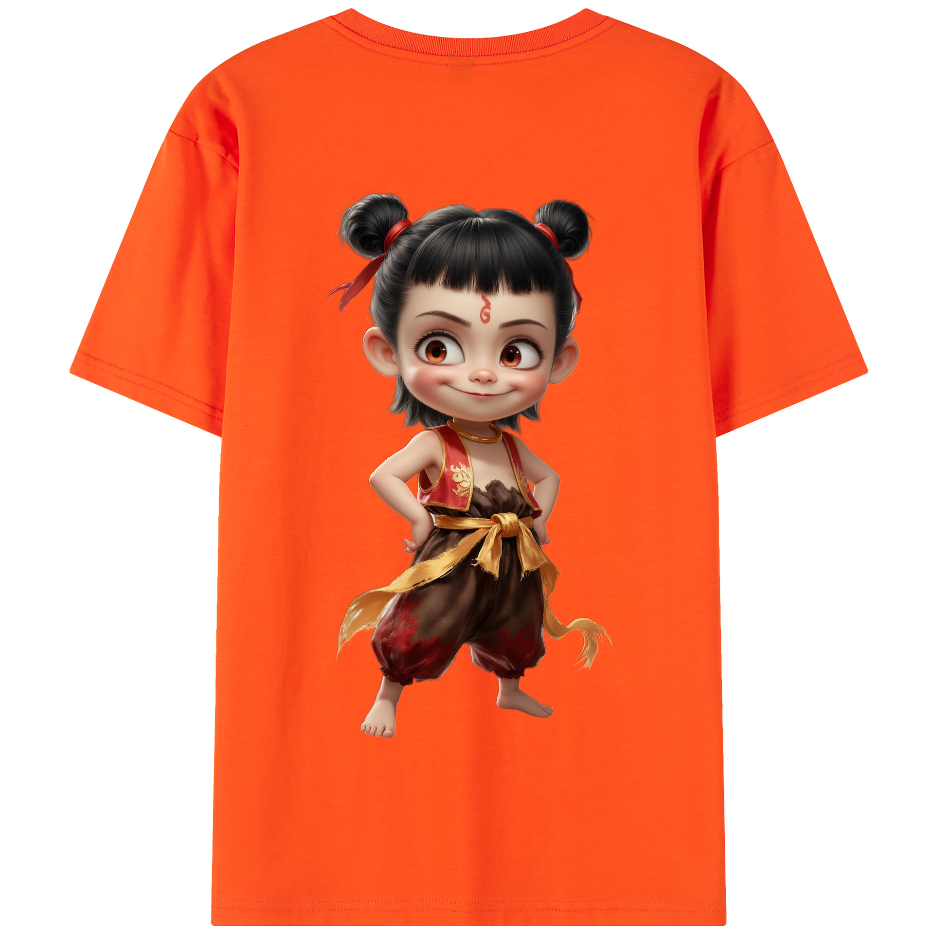 （画像用） Ne Zha 2 ナタ 魔童の大暴れ 綿100％半袖Tシャツ（背面プリント）