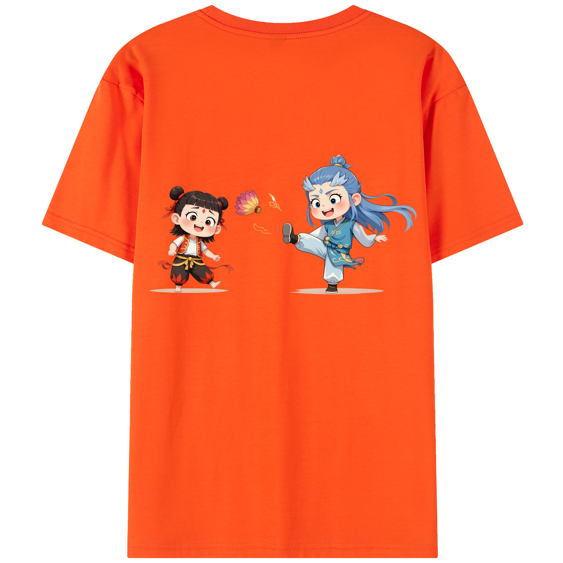（画像用） Ne Zha 2 ナタ 魔童の大暴れ 綿100％半袖Tシャツ（背面プリント）