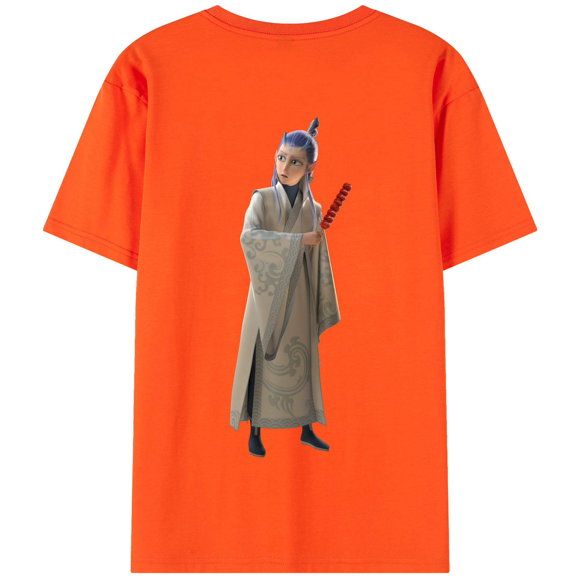 （画像用） Ne Zha 2 ナタ 魔童の大暴れ 綿100％半袖Tシャツ（背面プリント）