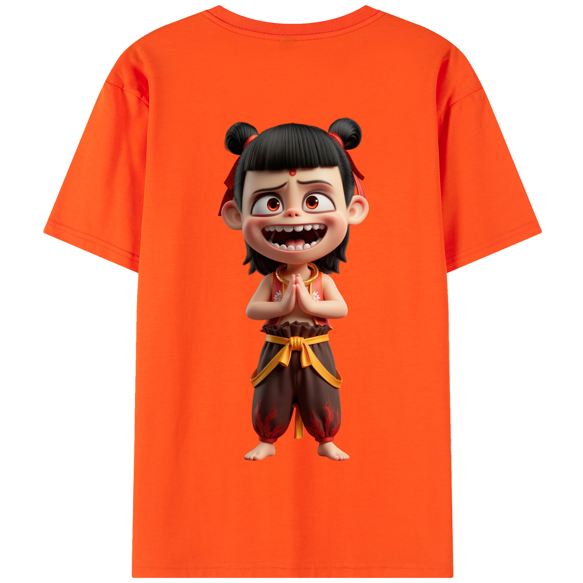 （画像用） Ne Zha 2 ナタ 魔童の大暴れ 綿100％半袖Tシャツ（背面プリント）