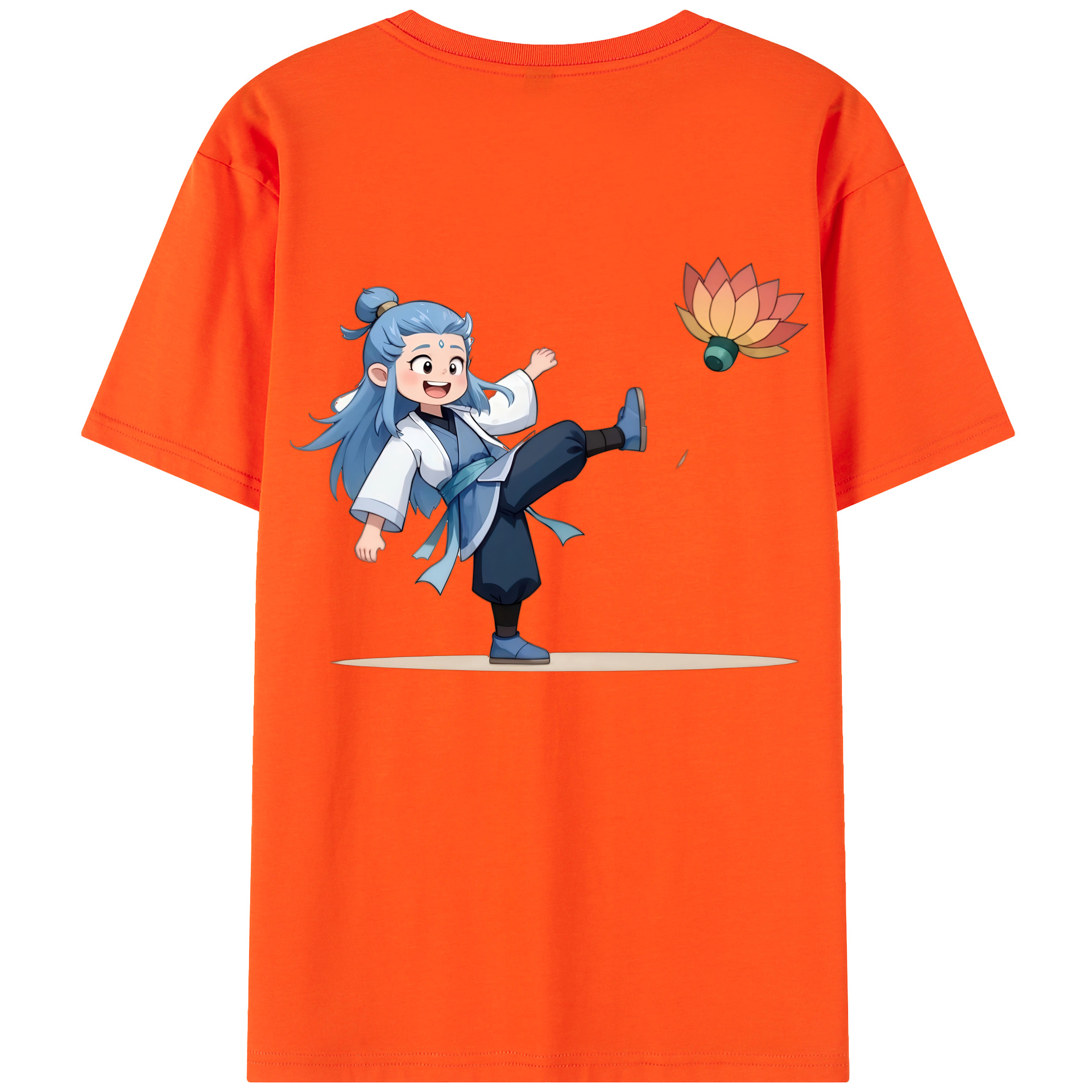 （画像用） Ne Zha 2 ナタ 魔童の大暴れ 綿100％半袖Tシャツ（背面プリント）
