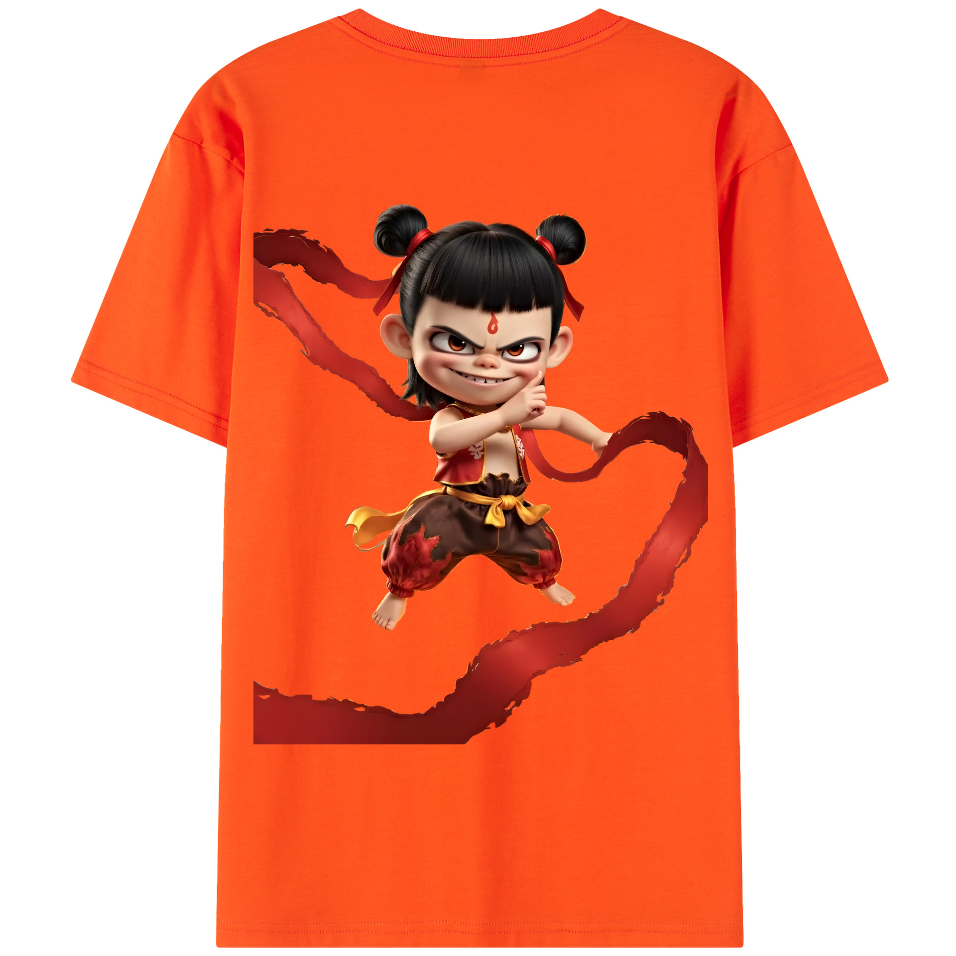 （画像用） Ne Zha 2 ナタ 魔童の大暴れ 綿100％半袖Tシャツ（背面プリント）
