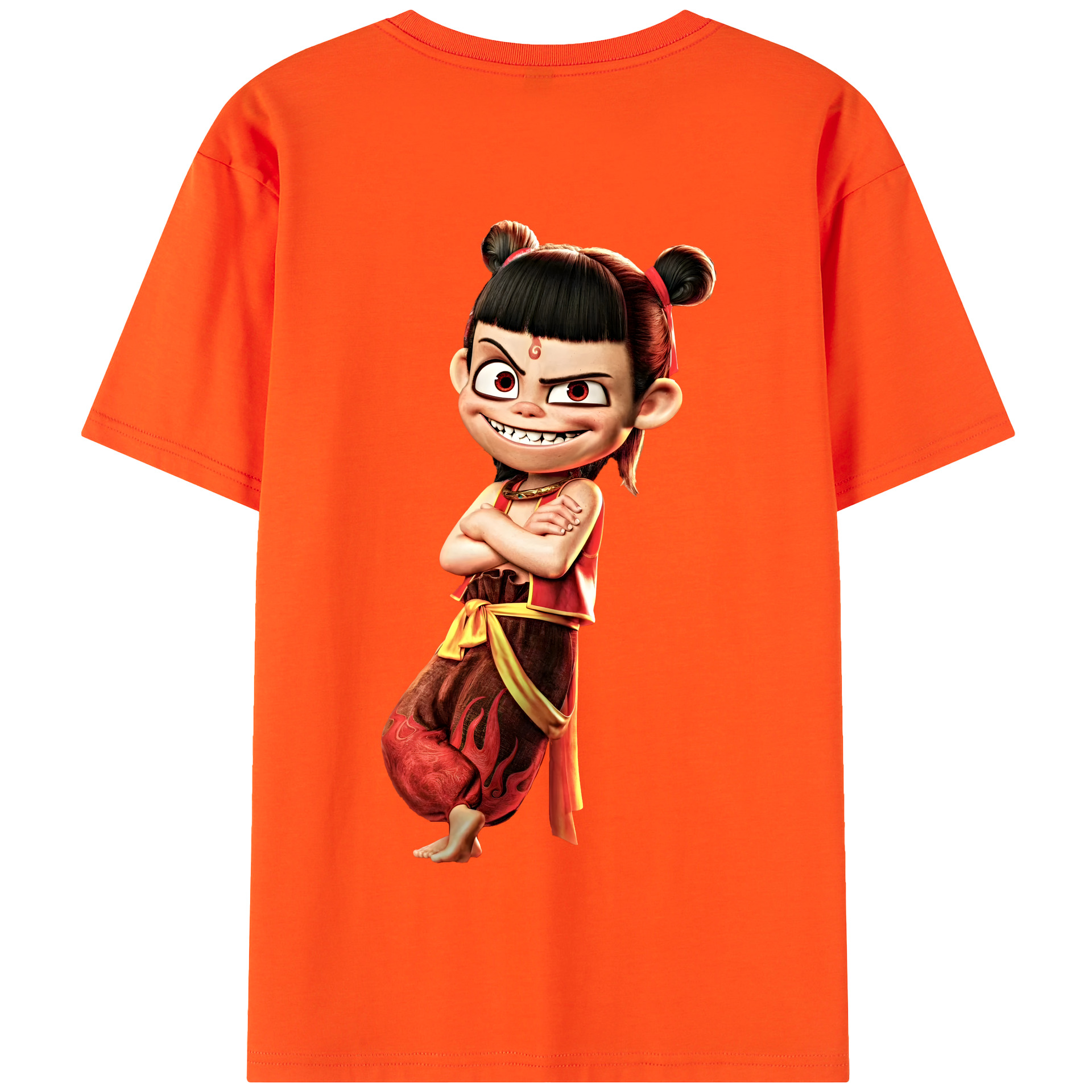 （画像用） Ne Zha 2 ナタ 魔童の大暴れ 綿100％半袖Tシャツ（背面プリント）