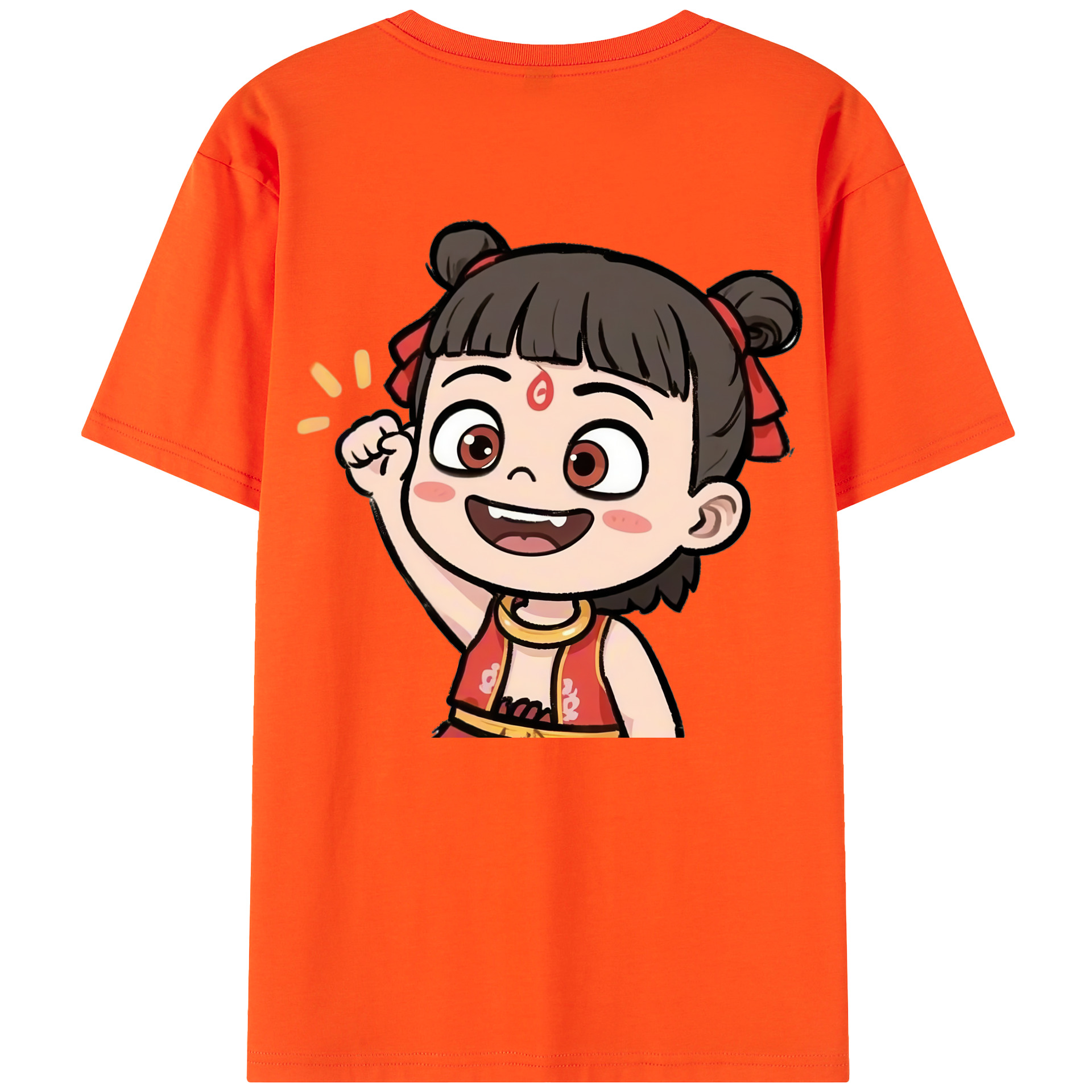 （画像用） Ne Zha 2 ナタ 魔童の大暴れ 綿100％半袖Tシャツ（背面プリント）