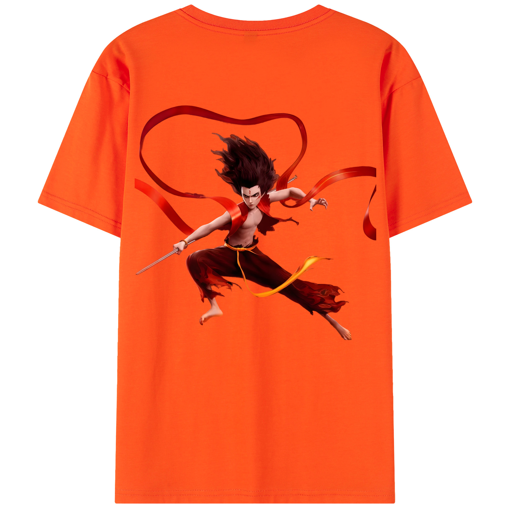 （画像用） Ne Zha 2 ナタ 魔童の大暴れ 綿100％半袖Tシャツ（背面プリント）