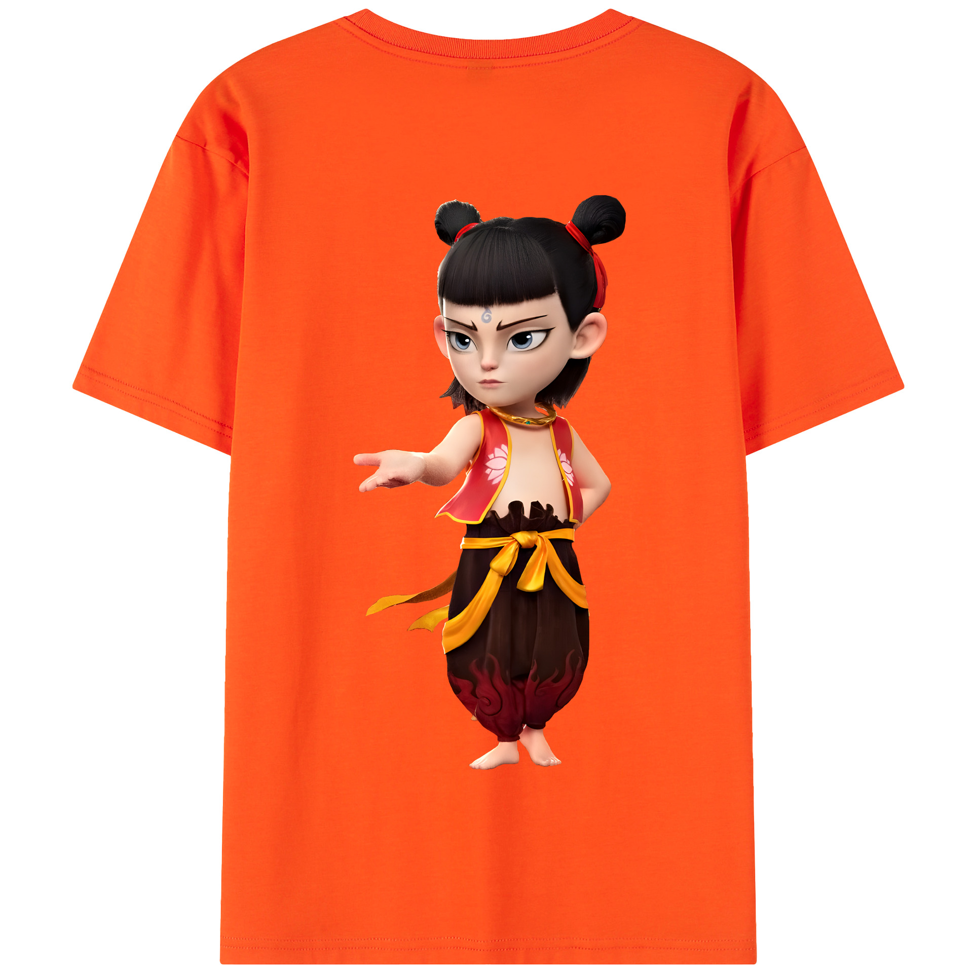 （画像用） Ne Zha 2 ナタ 魔童の大暴れ 綿100％半袖Tシャツ（背面プリント）