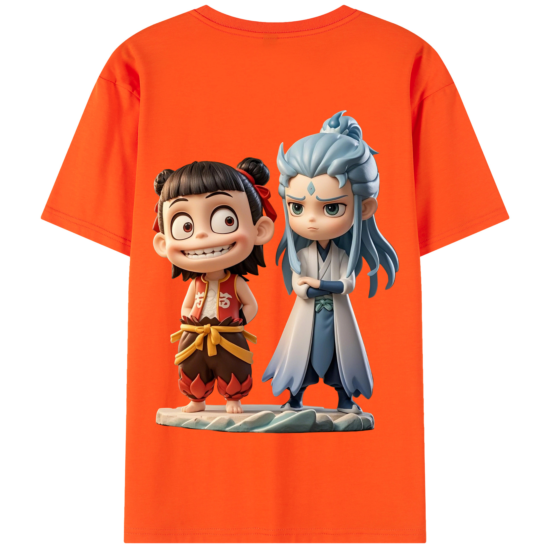 （画像用） Ne Zha 2 ナタ 魔童の大暴れ 綿100％半袖Tシャツ（背面プリント）