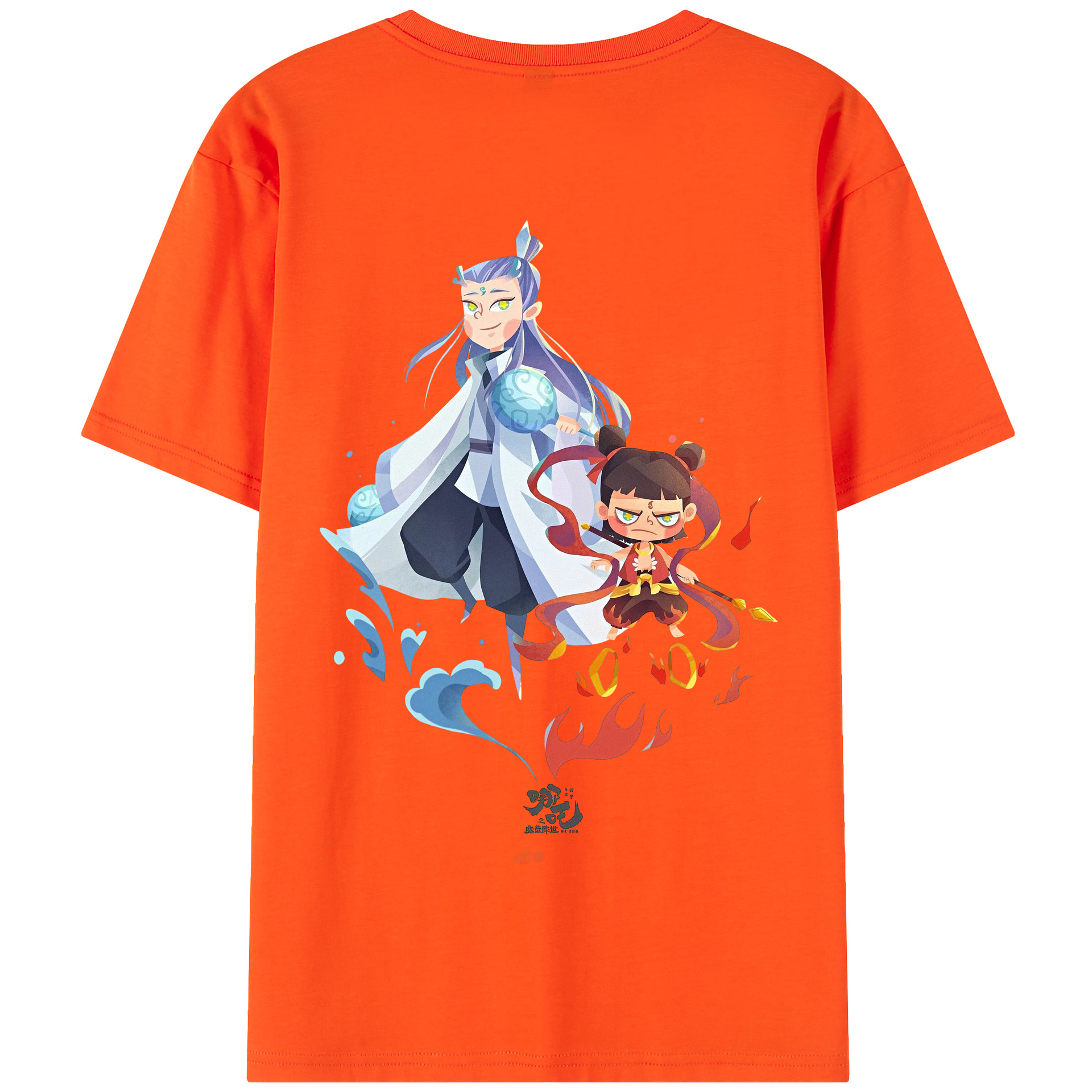 （画像用） Ne Zha 2 ナタ 魔童の大暴れ 綿100％半袖Tシャツ（背面プリント）