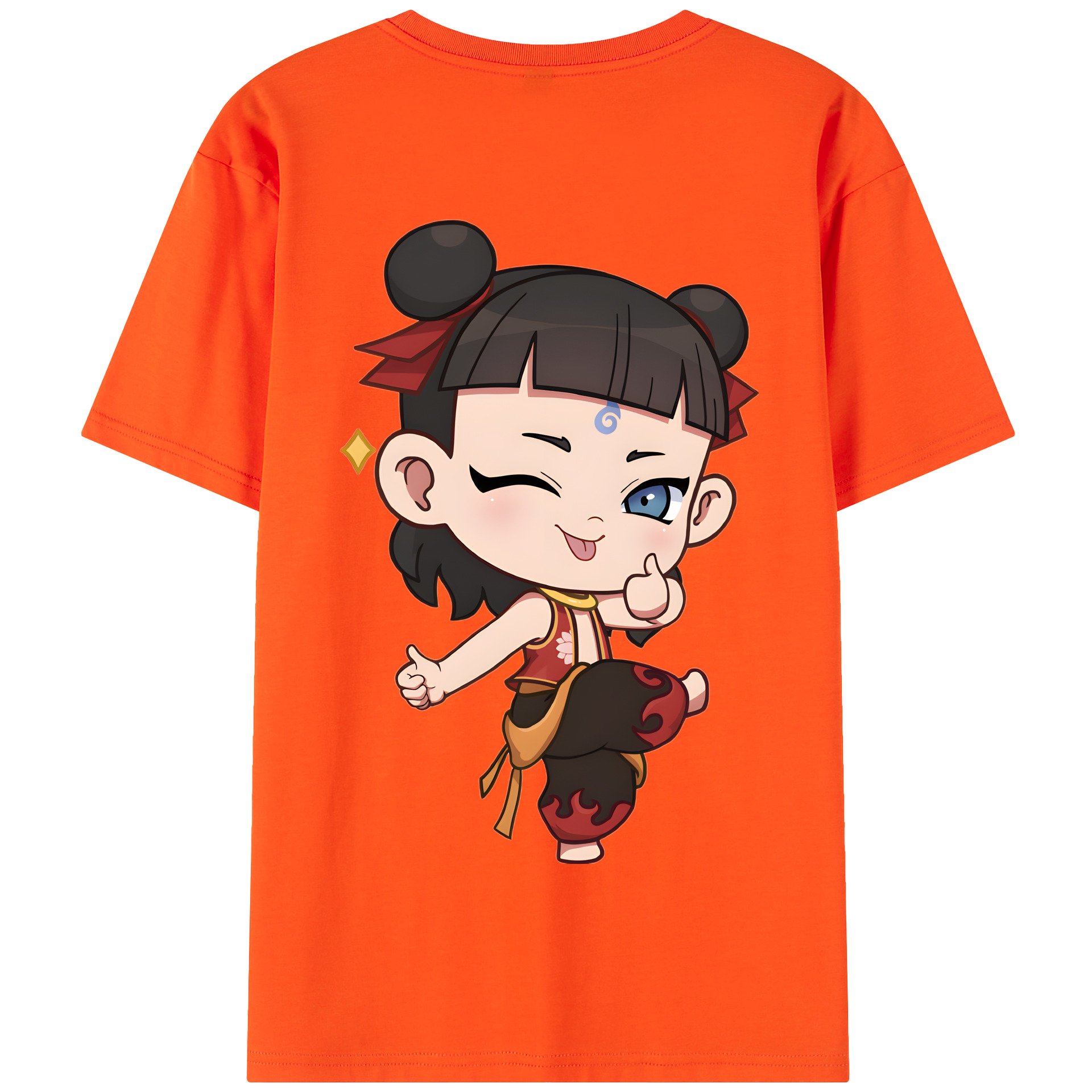 （画像用） Ne Zha 2 ナタ 魔童の大暴れ 綿100％半袖Tシャツ（背面プリント）