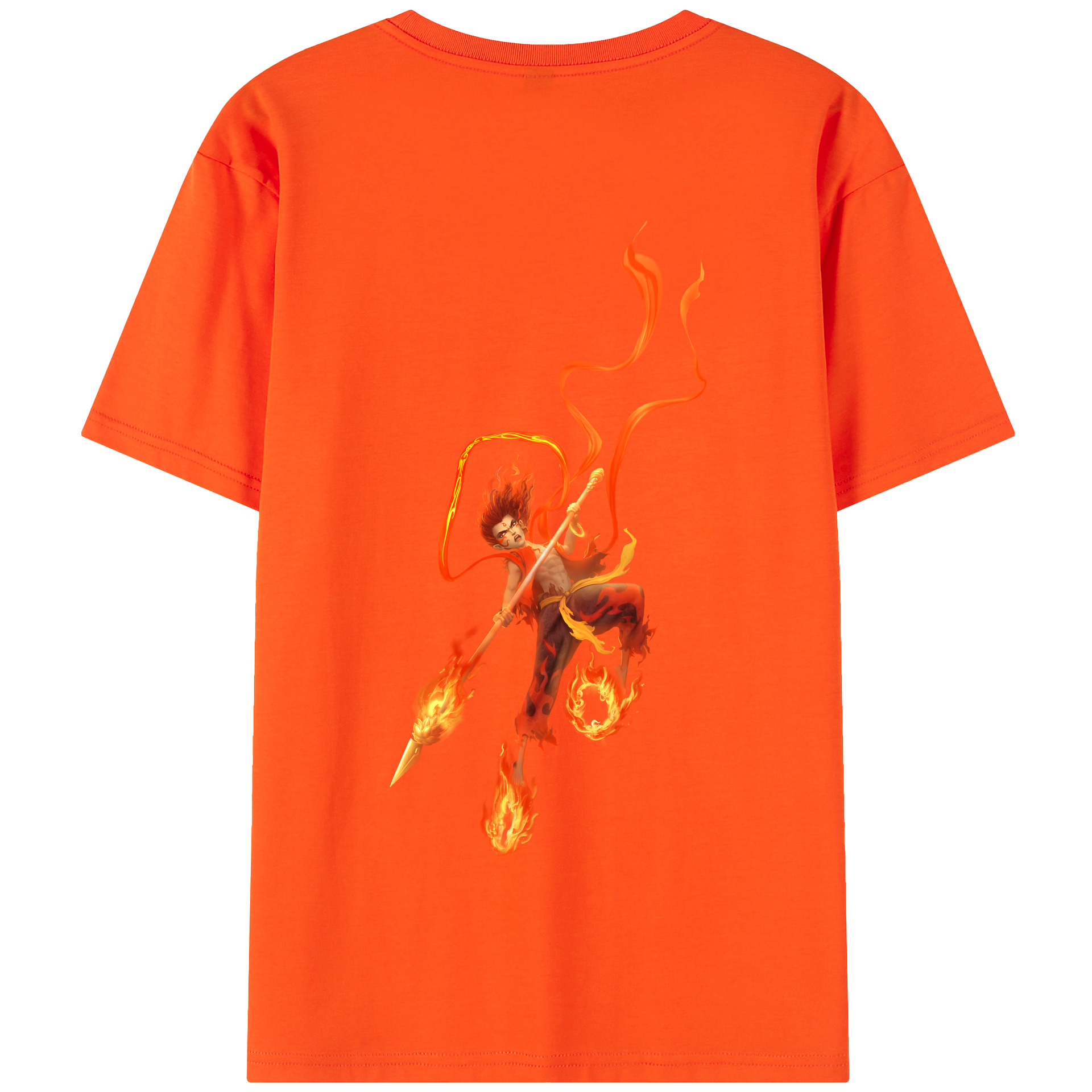 （画像用） Ne Zha 2 ナタ 魔童の大暴れ 綿100％半袖Tシャツ（背面プリント）