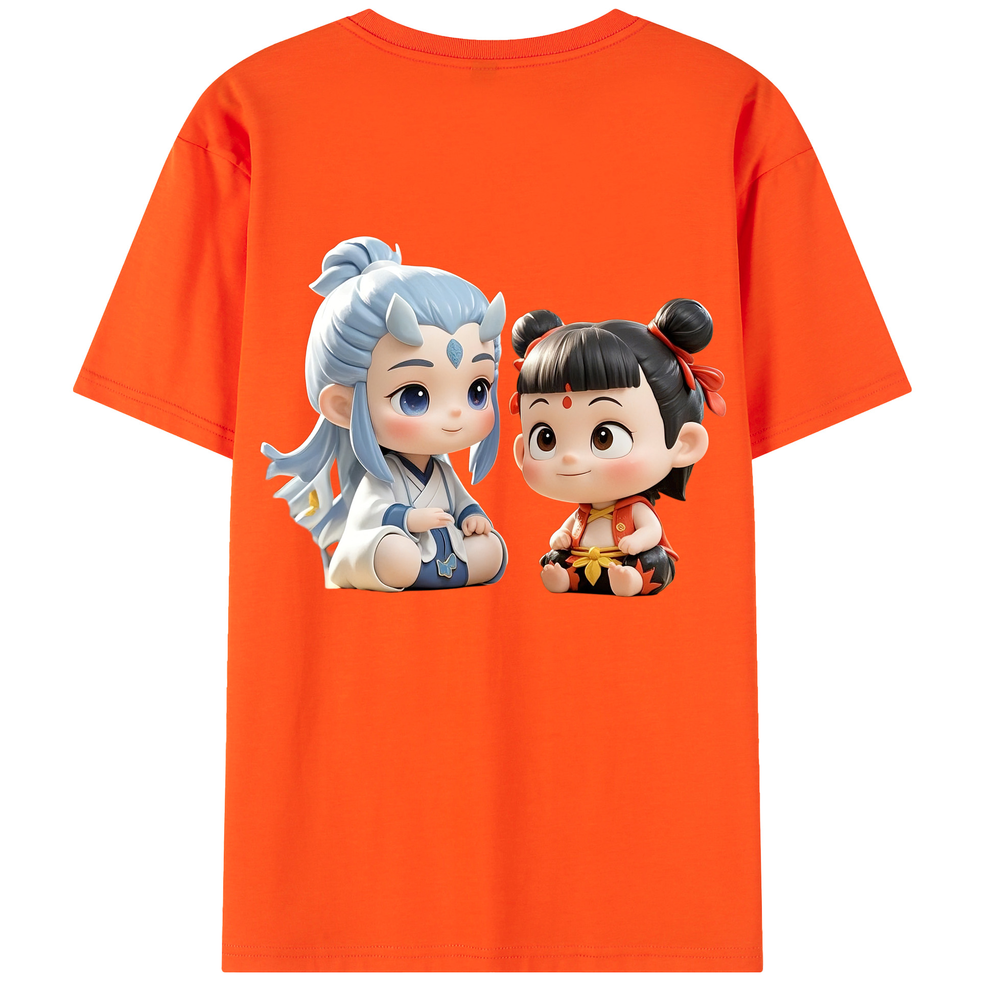 （画像用） Ne Zha 2 ナタ 魔童の大暴れ 綿100％半袖Tシャツ（背面プリント）