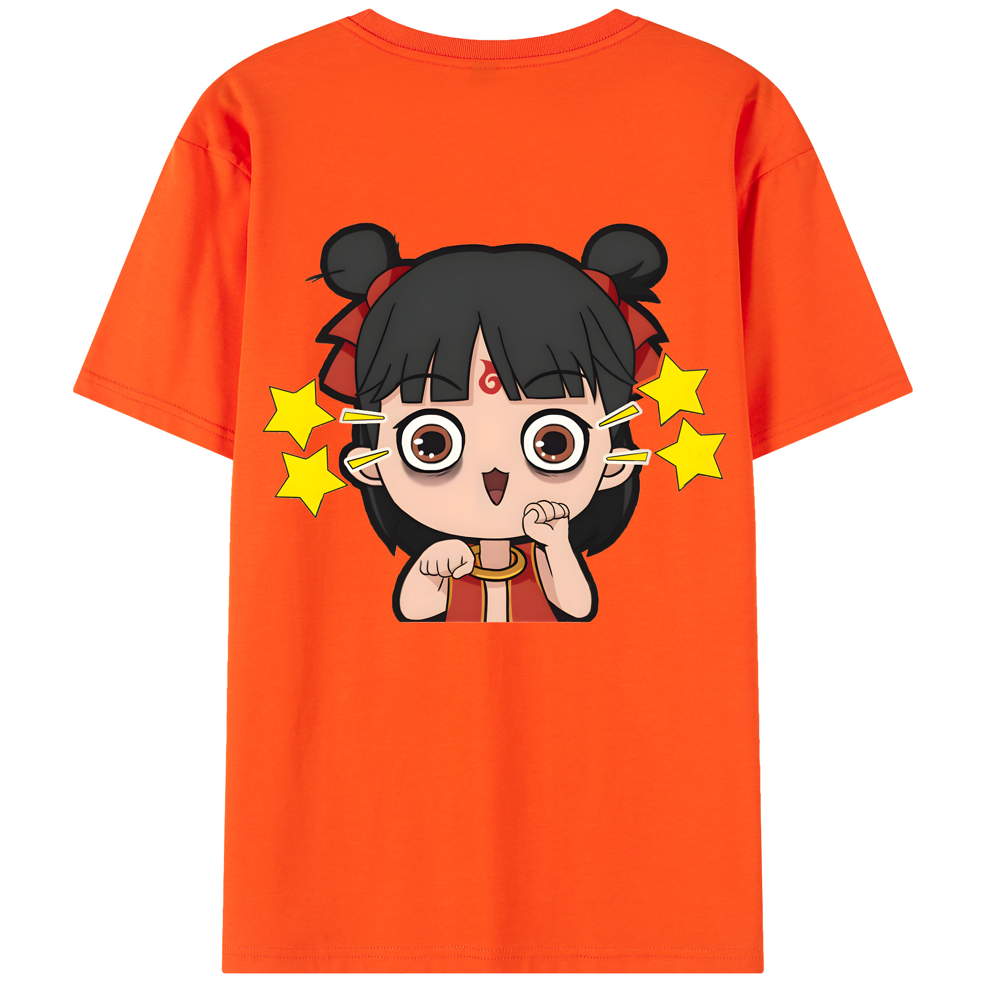 （画像用） Ne Zha 2 ナタ 魔童の大暴れ 綿100％半袖Tシャツ（背面プリント）