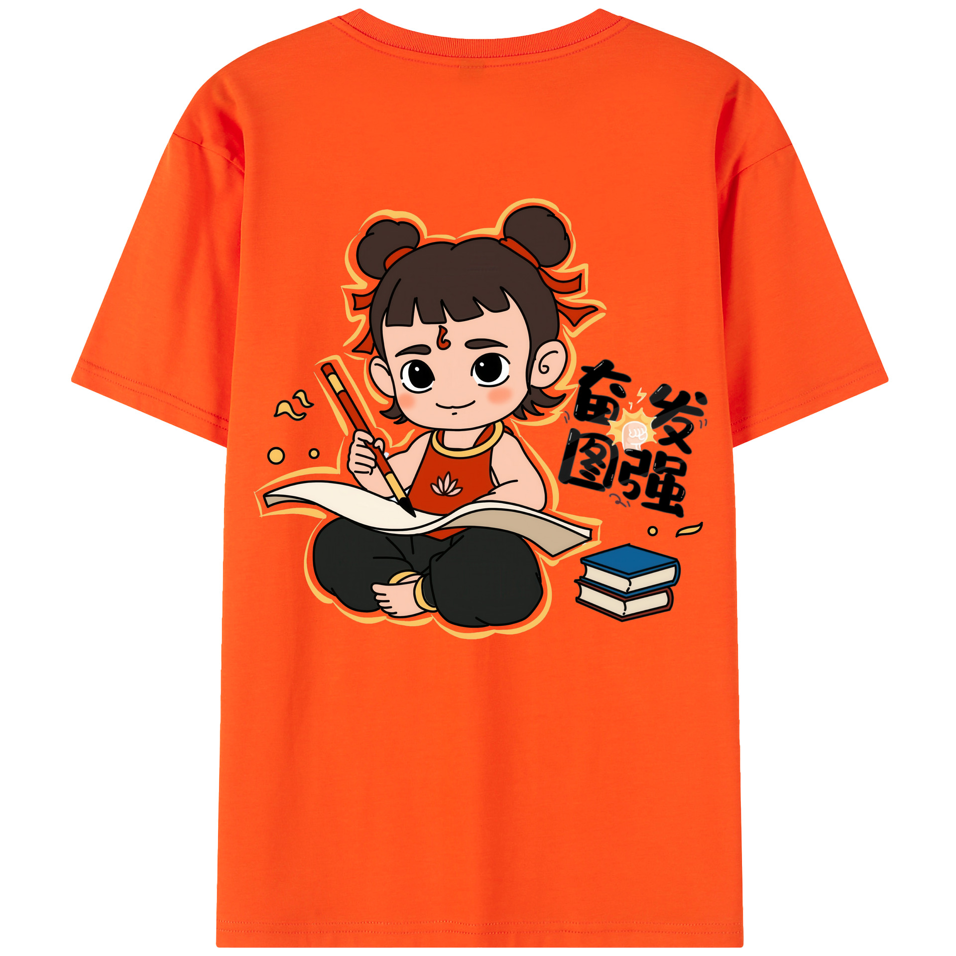 （画像用） Ne Zha 2 ナタ 魔童の大暴れ 綿100％半袖Tシャツ（背面プリント）