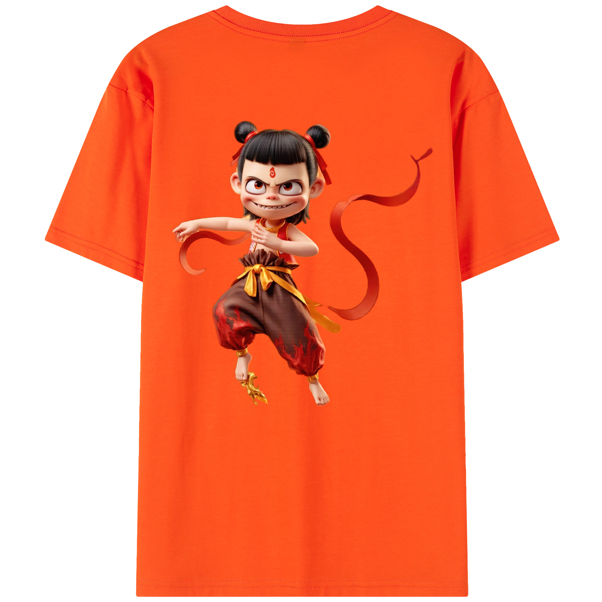 （画像用） Ne Zha 2 ナタ 魔童の大暴れ 綿100％半袖Tシャツ（背面プリント）