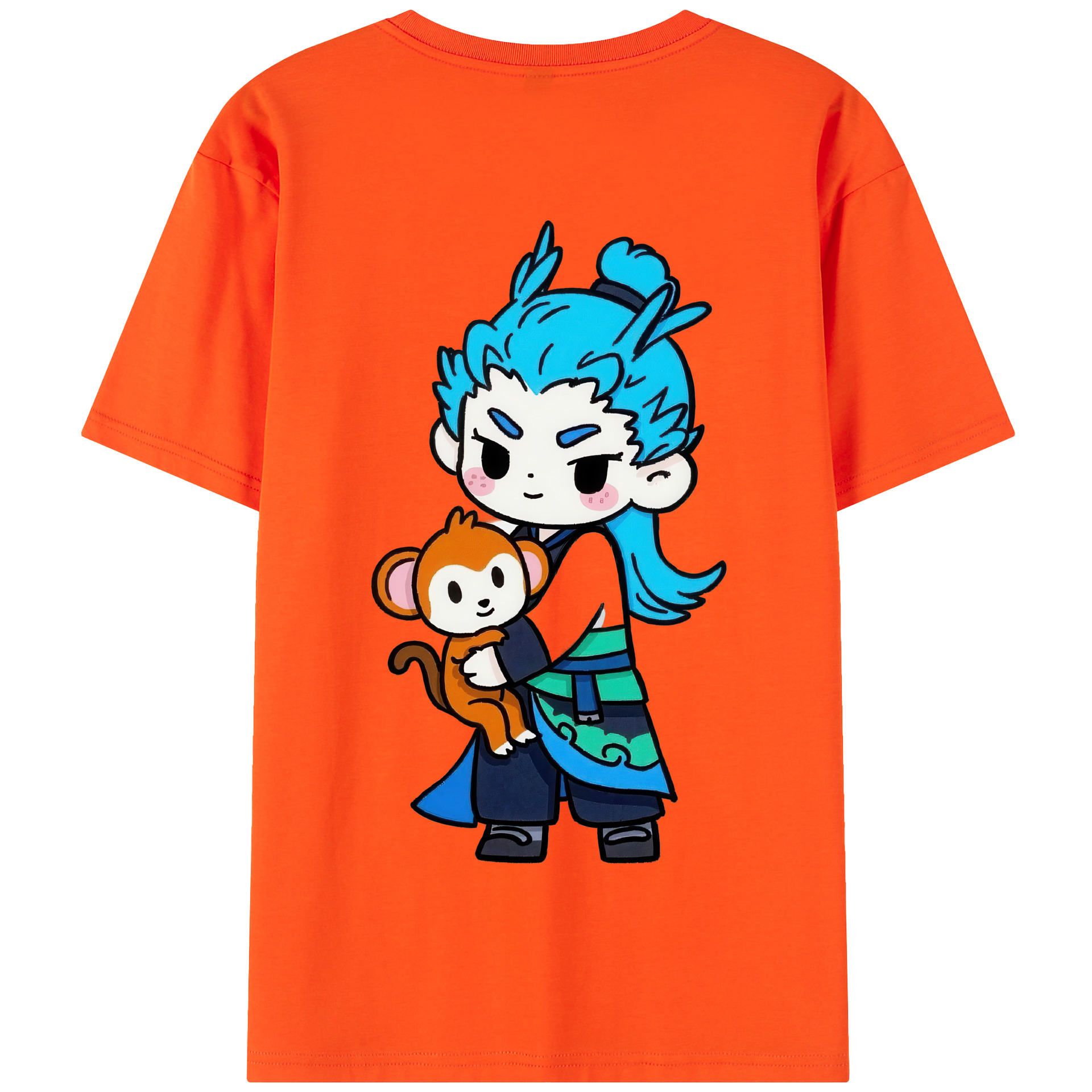 （画像用） Ne Zha 2 ナタ 魔童の大暴れ 綿100％半袖Tシャツ（背面プリント）