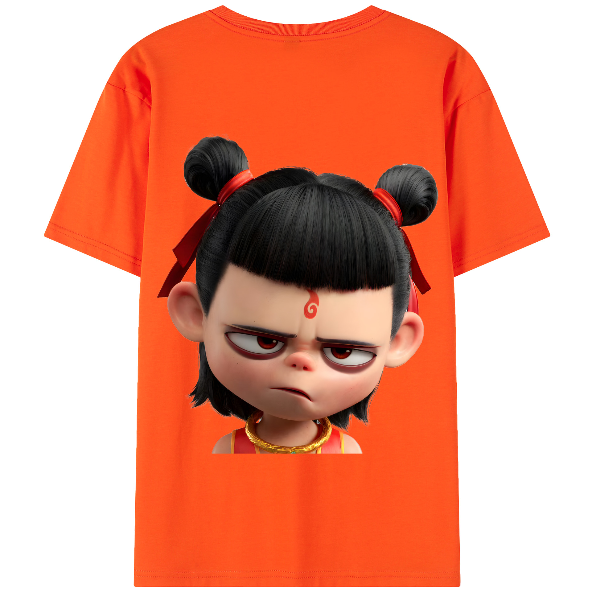 （画像用） Ne Zha 2 ナタ 魔童の大暴れ 綿100％半袖Tシャツ（背面プリント）