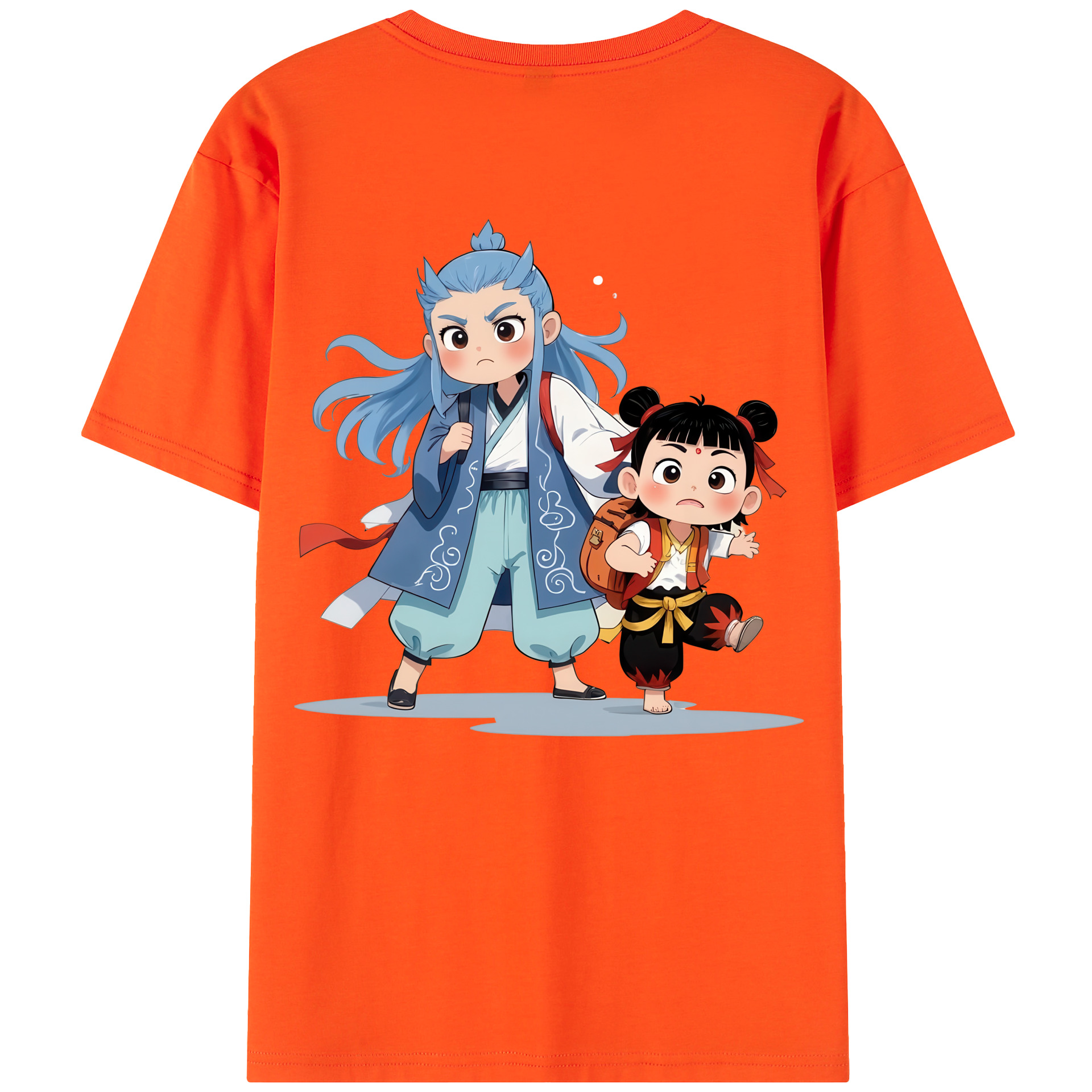 （画像用） Ne Zha 2 ナタ 魔童の大暴れ 綿100％半袖Tシャツ（背面プリント）