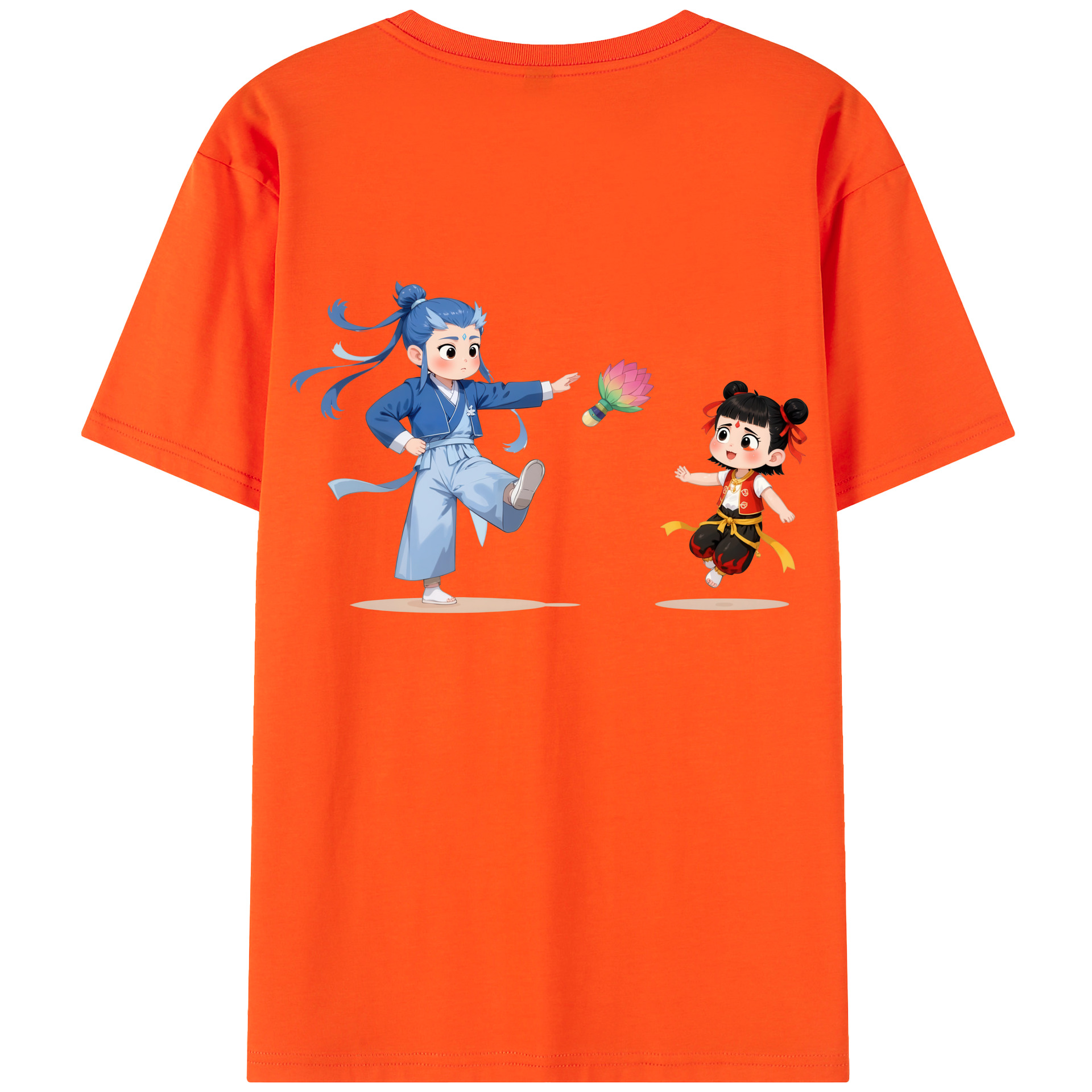 （画像用） Ne Zha 2 ナタ 魔童の大暴れ 綿100％半袖Tシャツ（背面プリント）