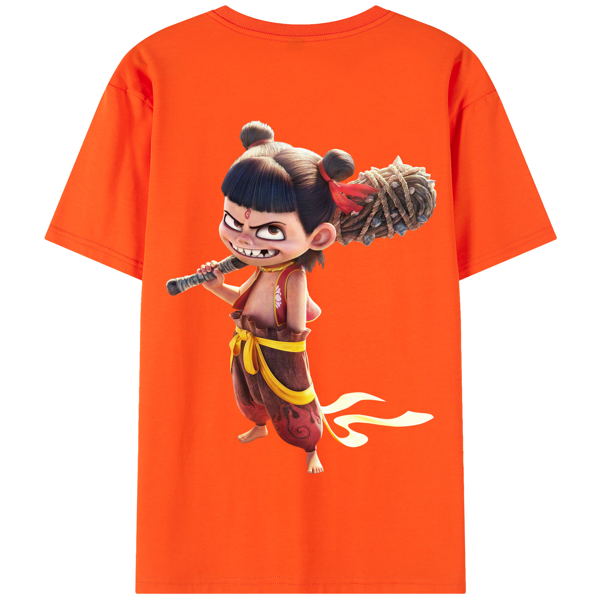 （画像用） Ne Zha 2 ナタ 魔童の大暴れ 綿100％半袖Tシャツ（背面プリント）