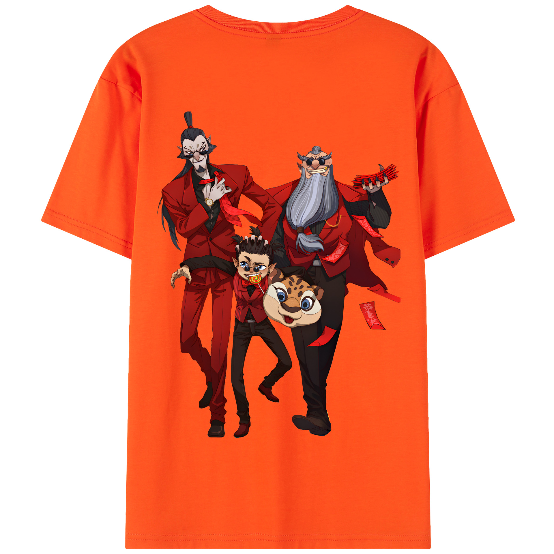 （画像用） Ne Zha 2 ナタ 魔童の大暴れ 綿100％半袖Tシャツ（背面プリント）