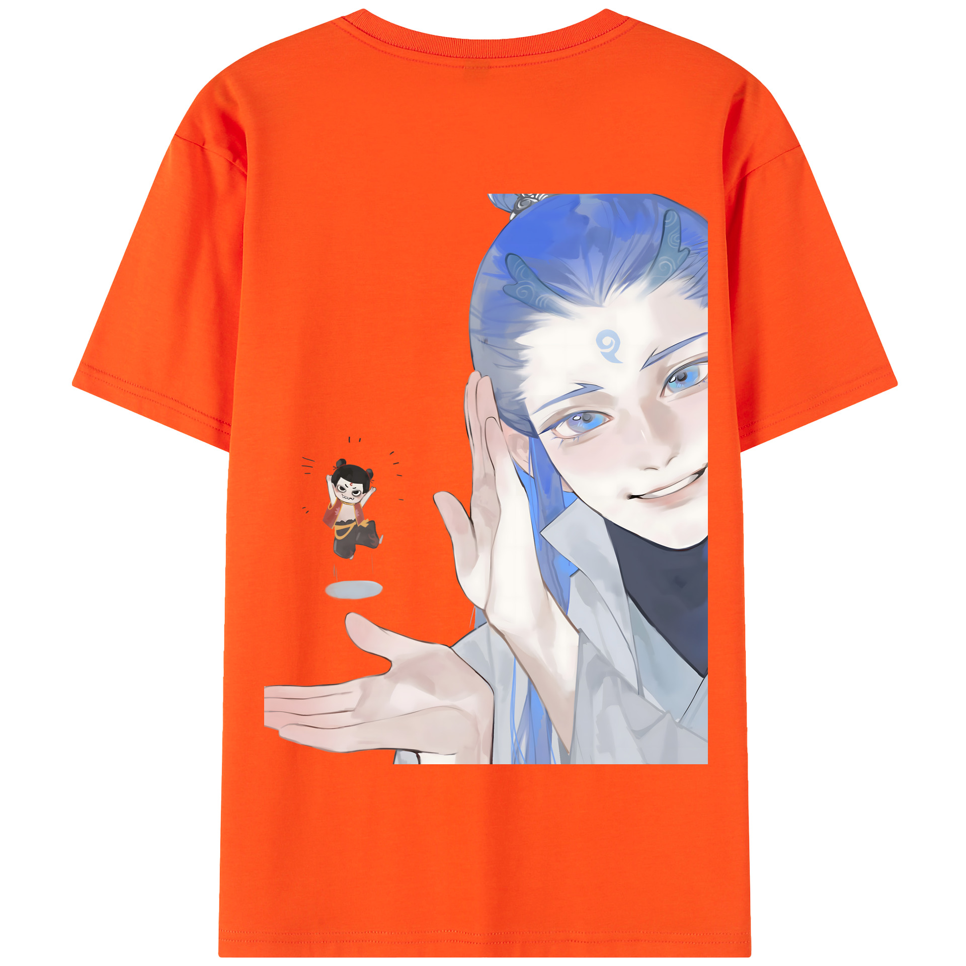 （画像用） Ne Zha 2 ナタ 魔童の大暴れ 綿100％半袖Tシャツ（背面プリント）