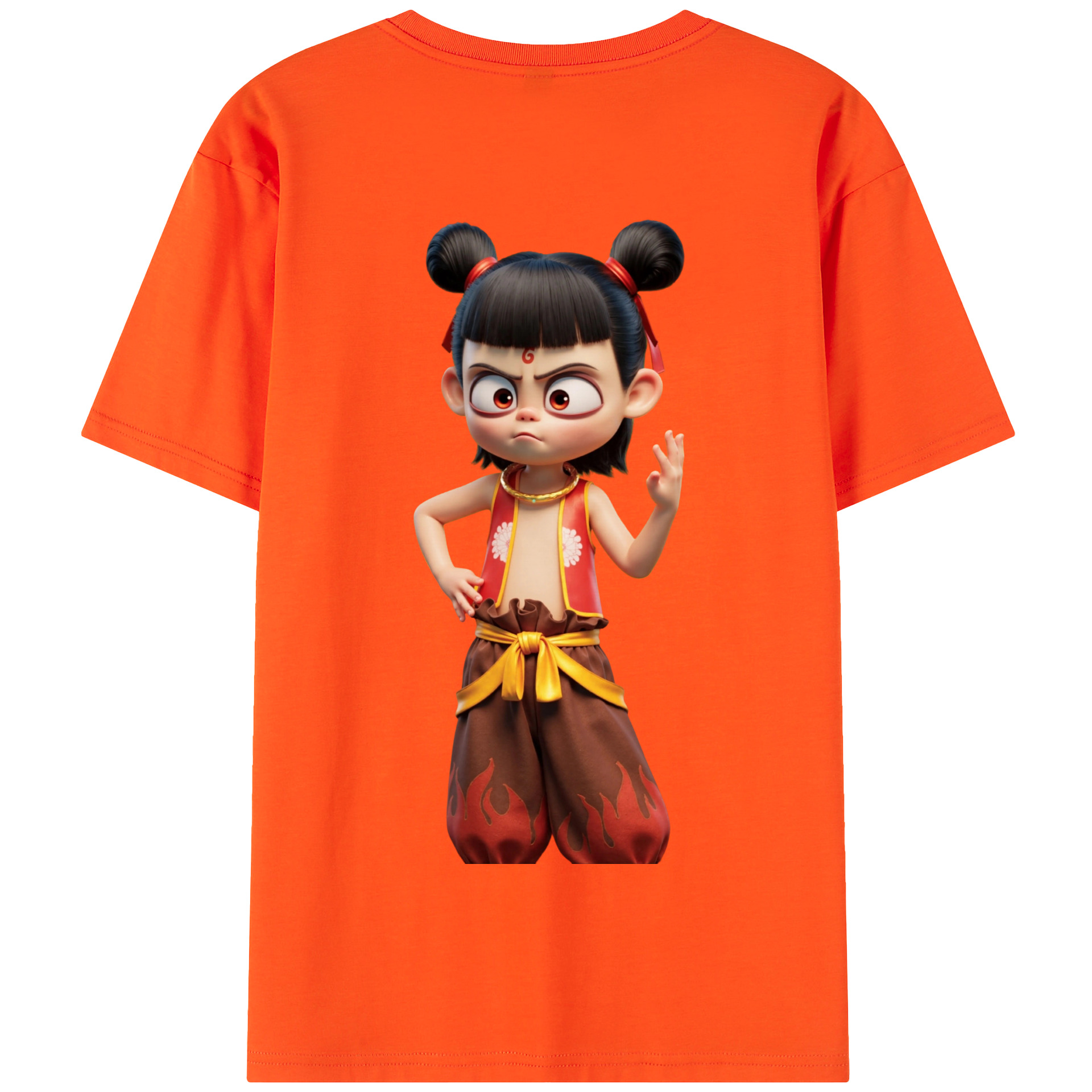（画像用） Ne Zha 2 ナタ 魔童の大暴れ 綿100％半袖Tシャツ（背面プリント）
