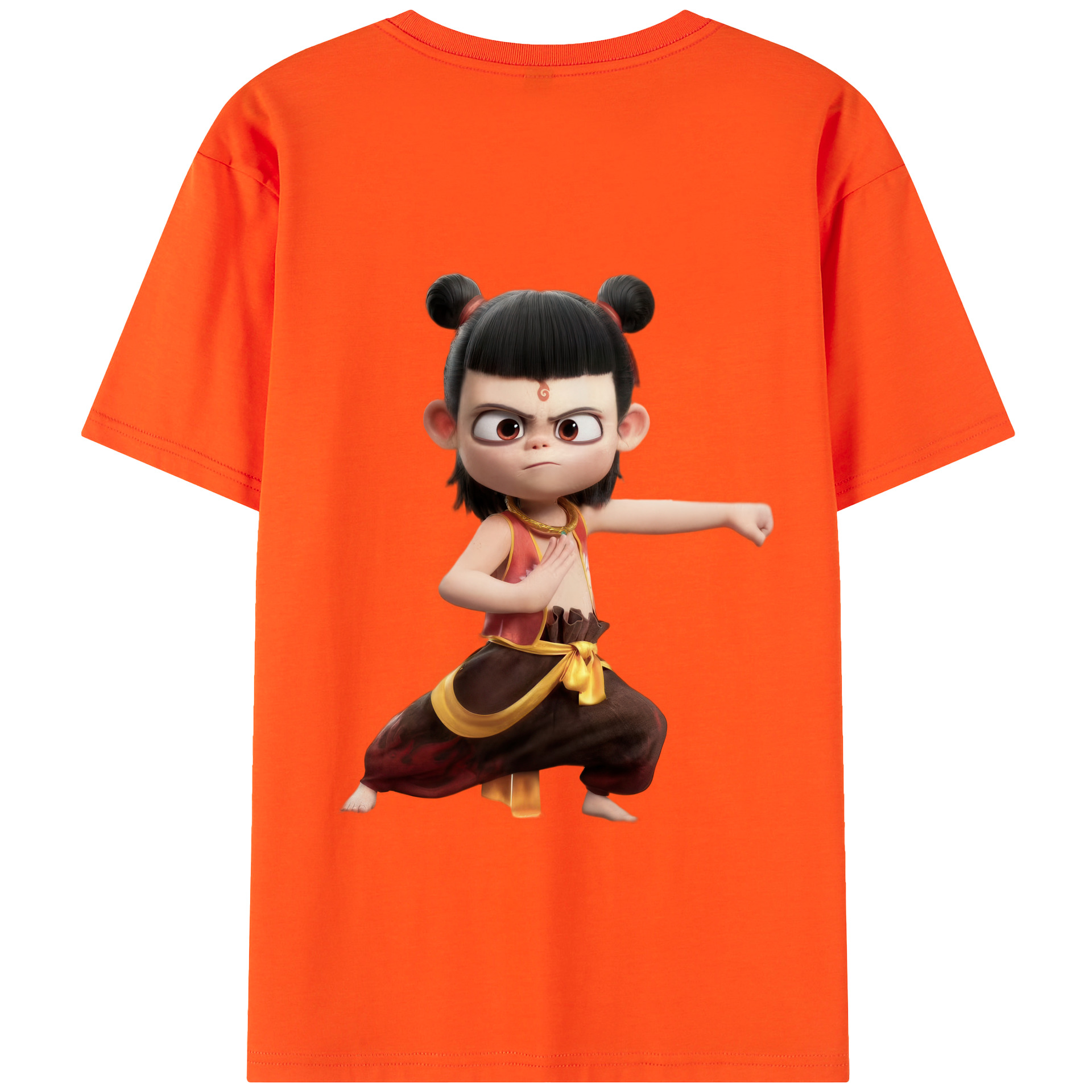 （画像用） Ne Zha 2 ナタ 魔童の大暴れ 綿100％半袖Tシャツ（背面プリント）