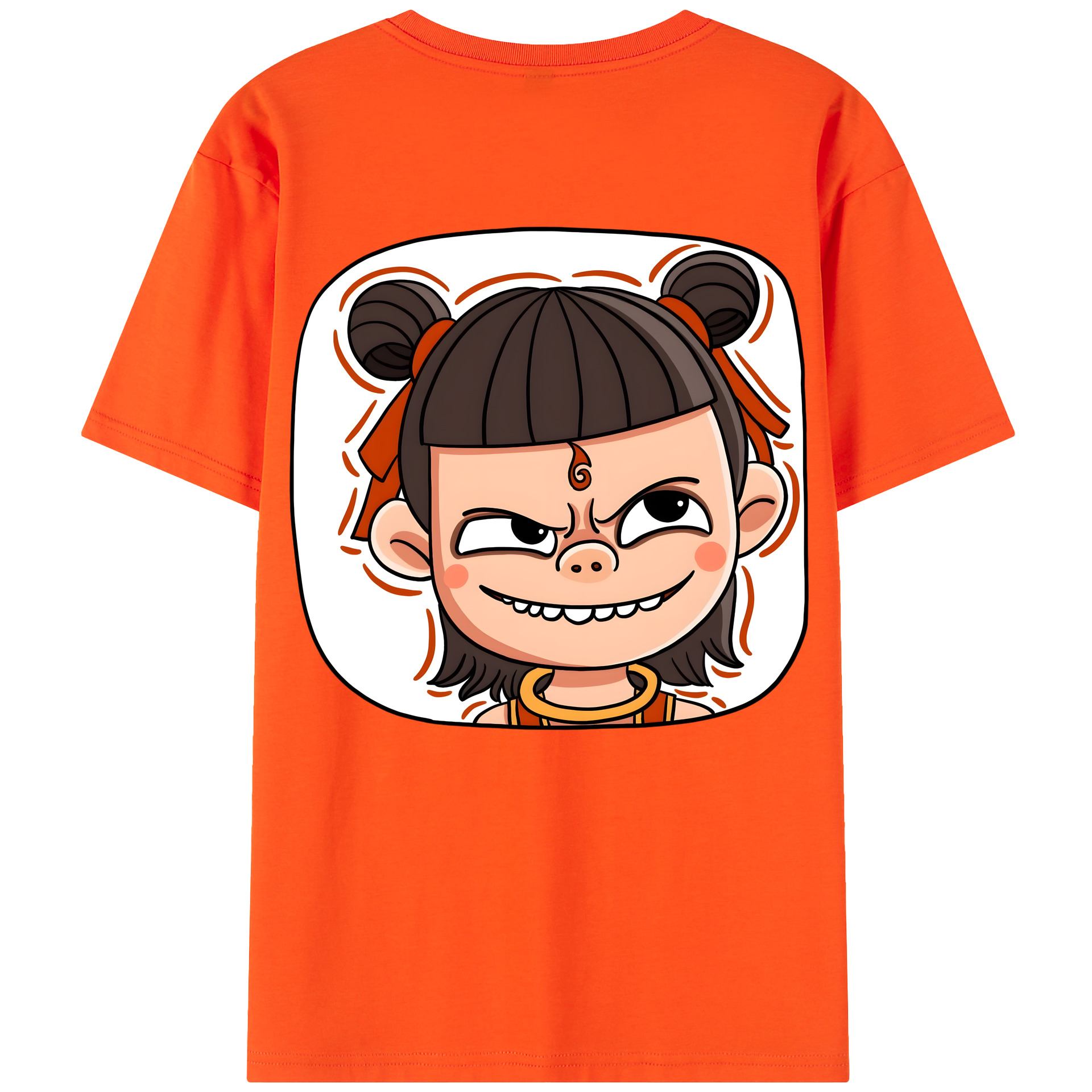 （画像用） Ne Zha 2 ナタ 魔童の大暴れ 綿100％半袖Tシャツ（背面プリント）